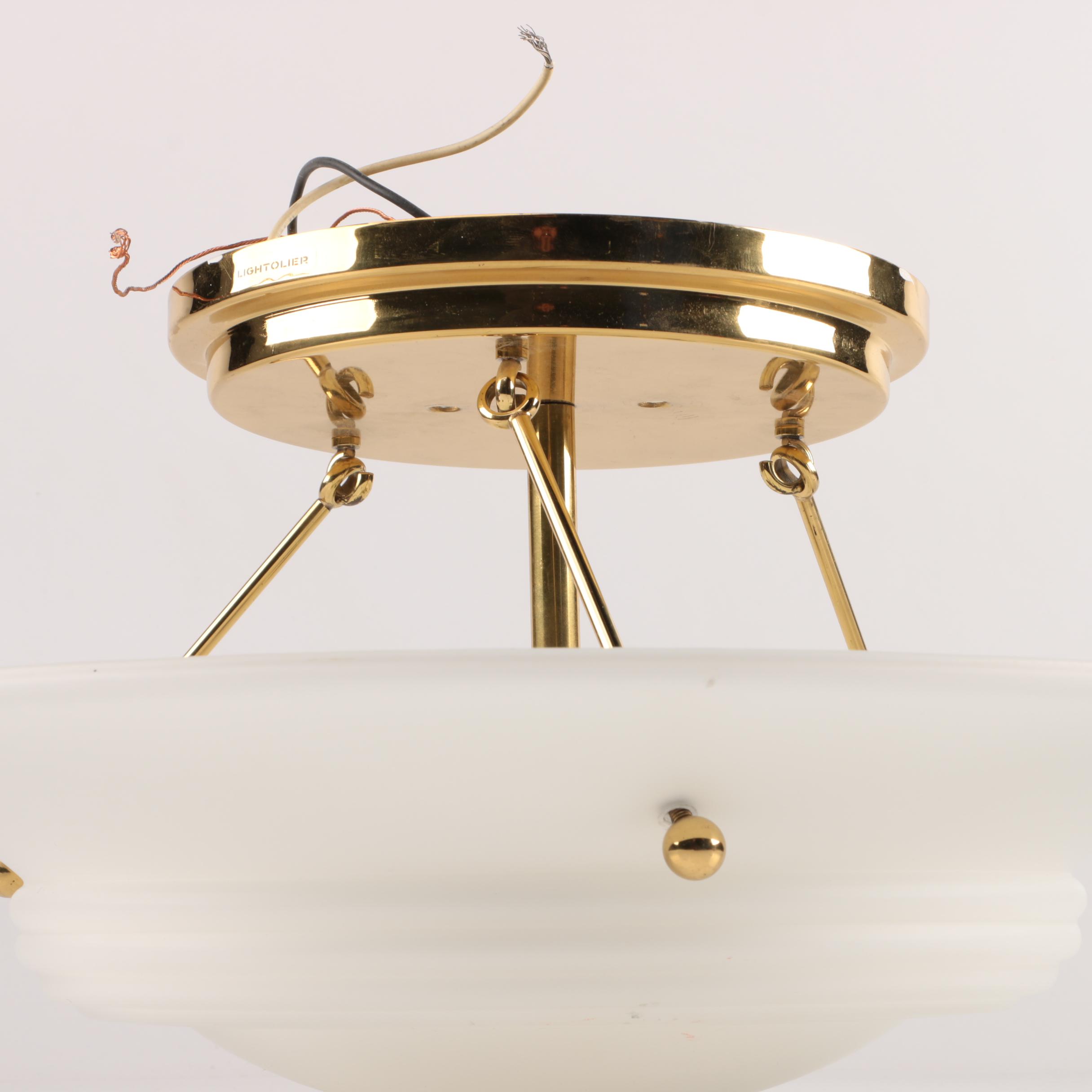 Lightolier Ceiling Light with White Glass Shade