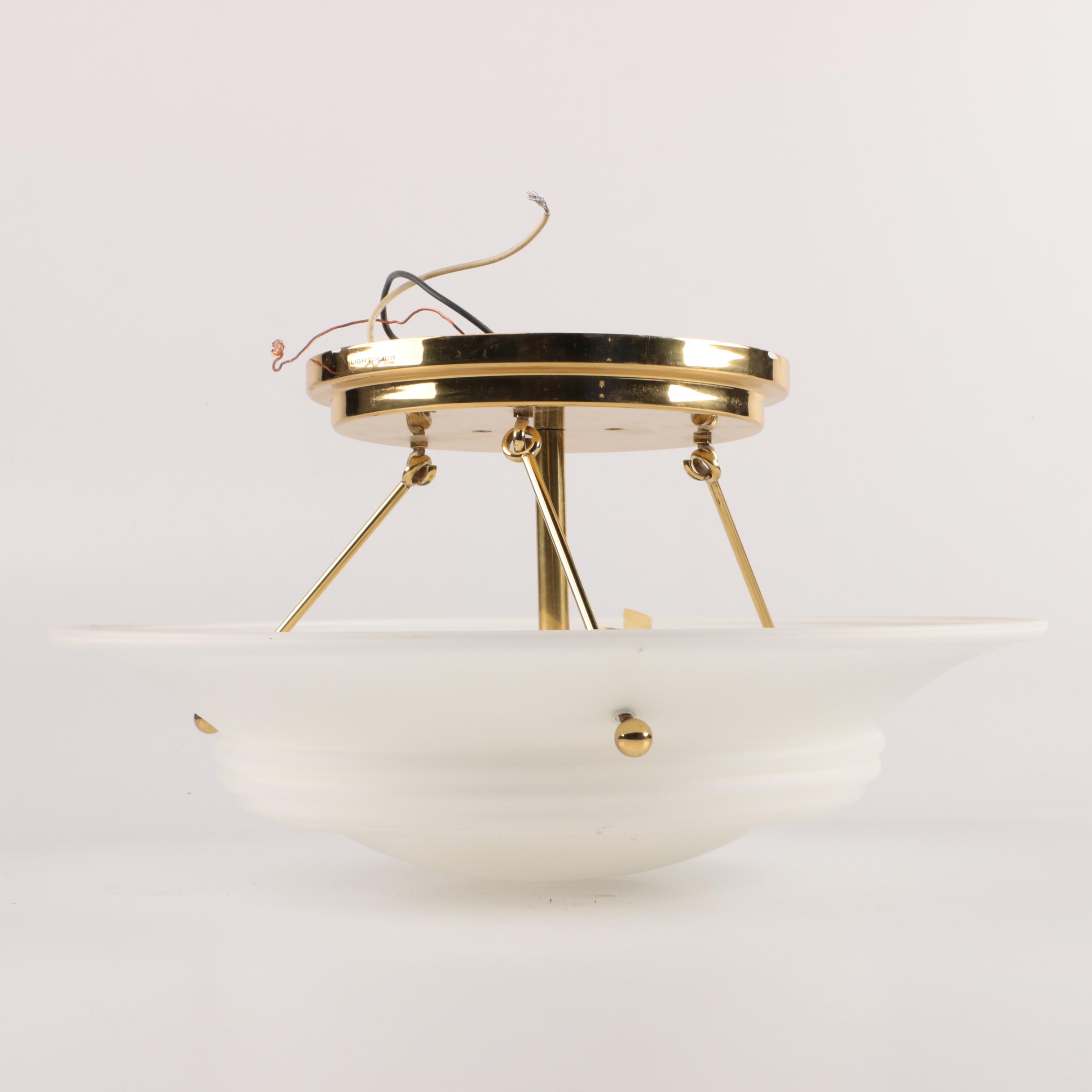 Lightolier Ceiling Light with White Glass Shade