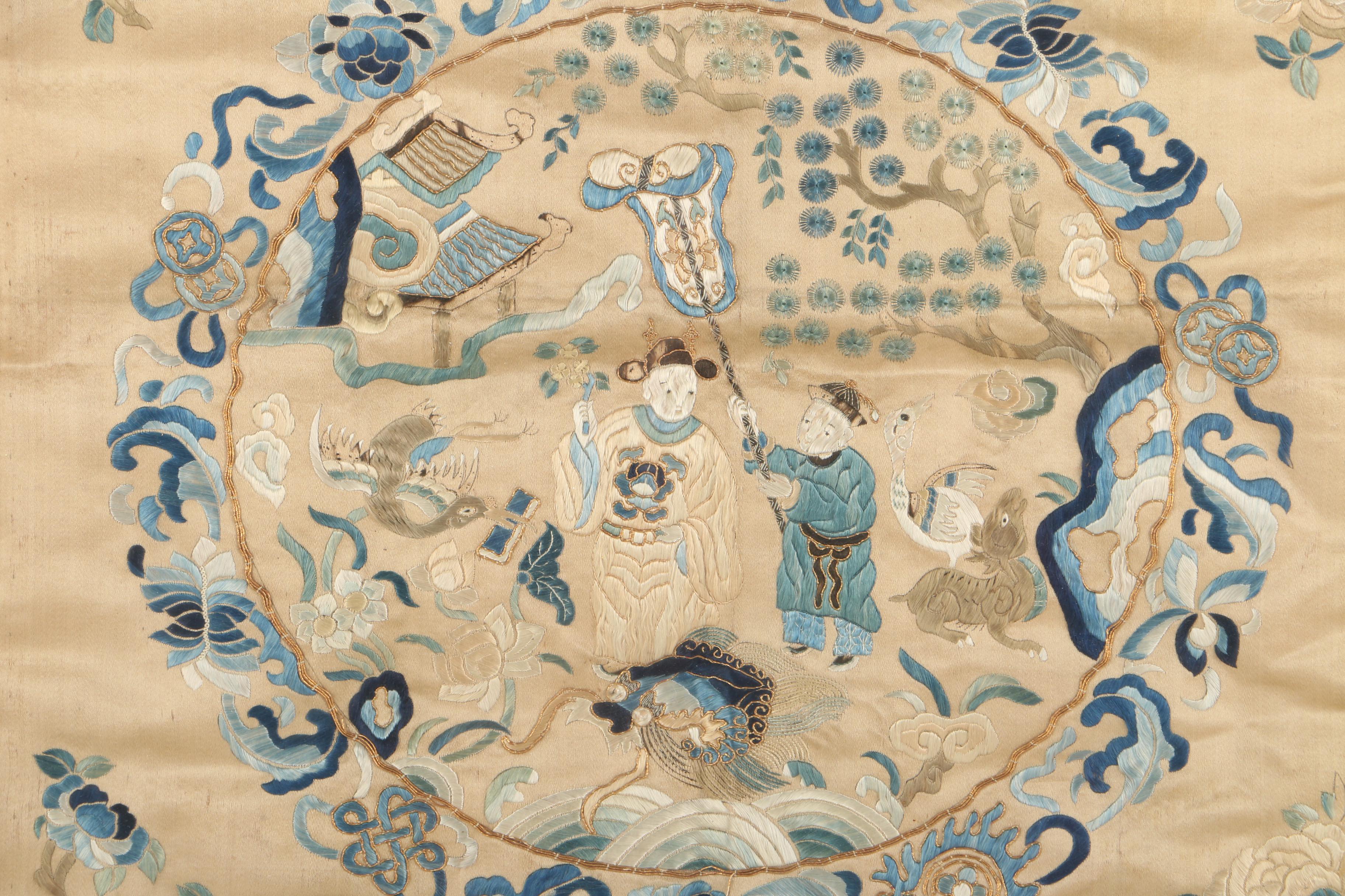 East Asian Silk Embroidery Panel
