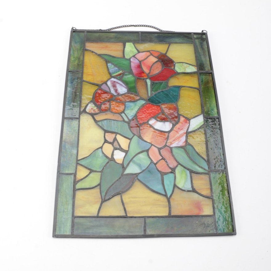 Stained Glass Panel with Floral Motif