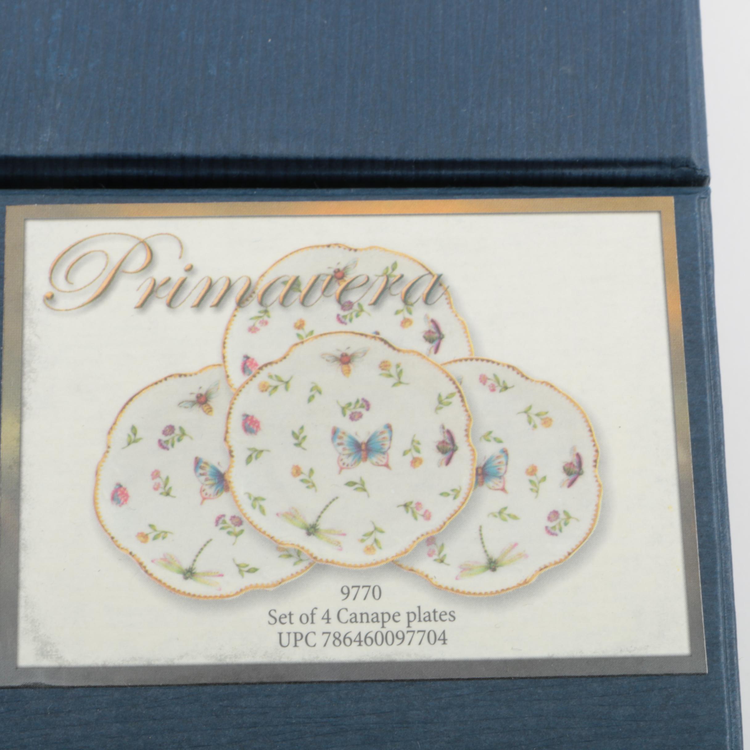 I. Godinger & Co. "Primavera" China Tea Set and Canape Plates