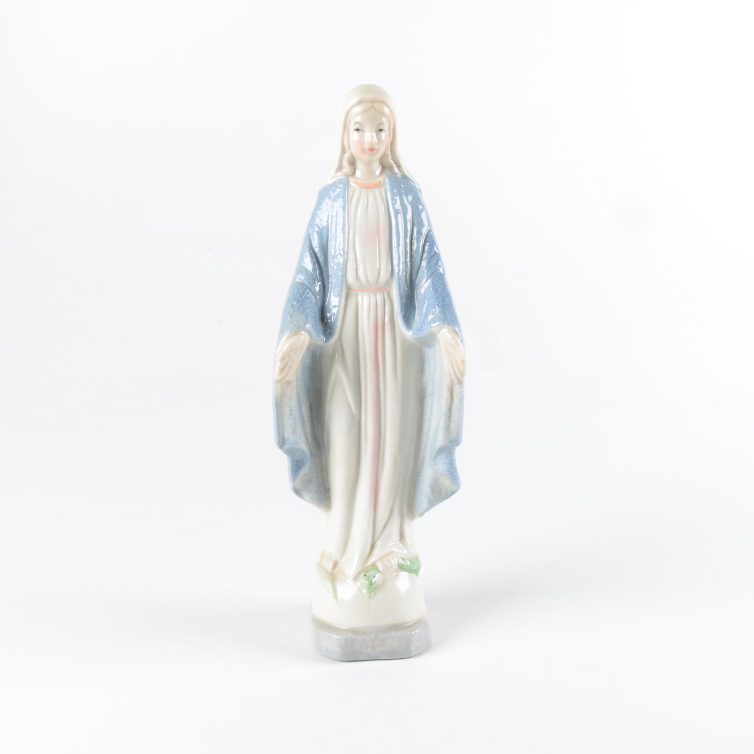 Vintage Hand-Painted "Mother Mary" Porcelain Figurine