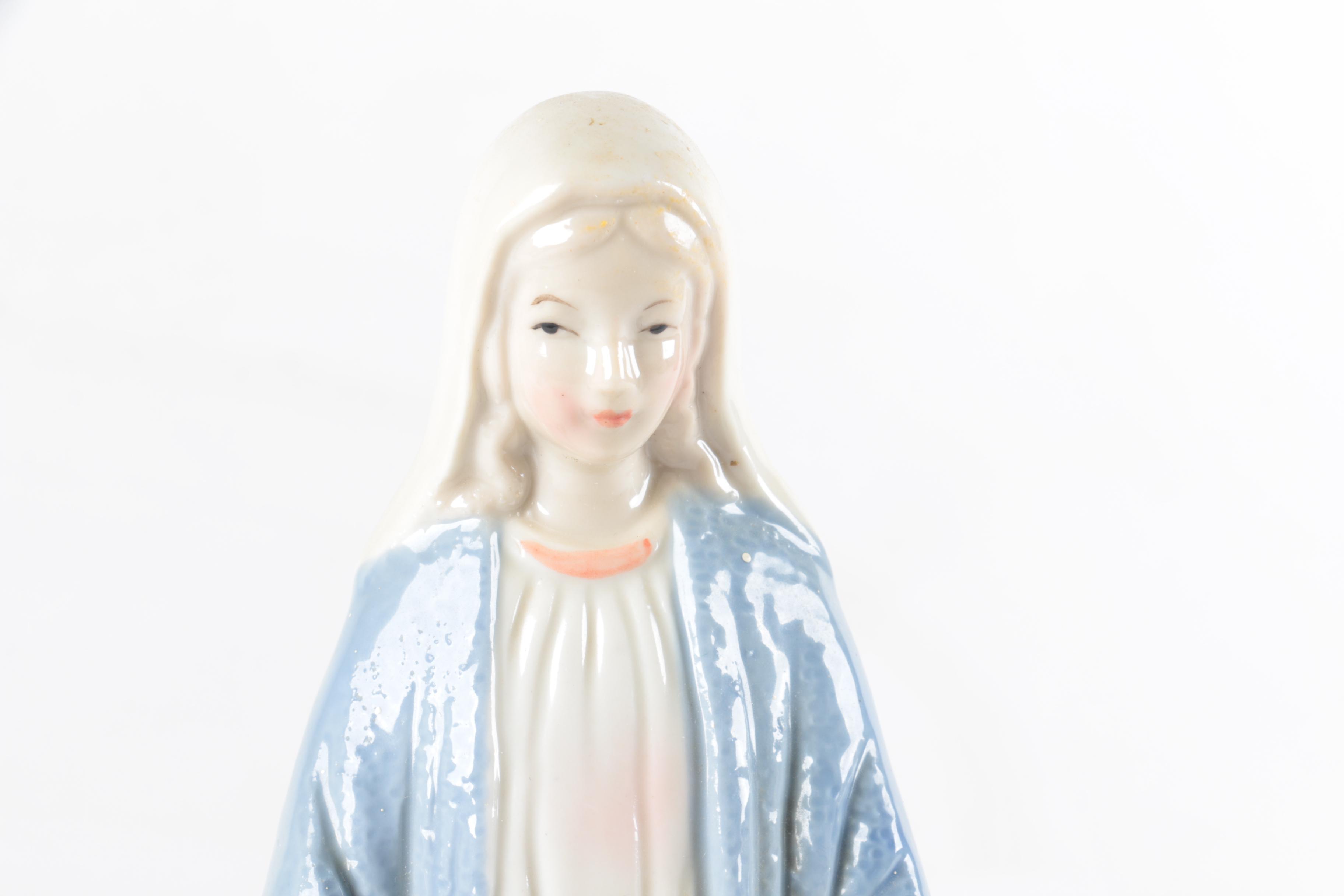 Vintage Hand-Painted "Mother Mary" Porcelain Figurine