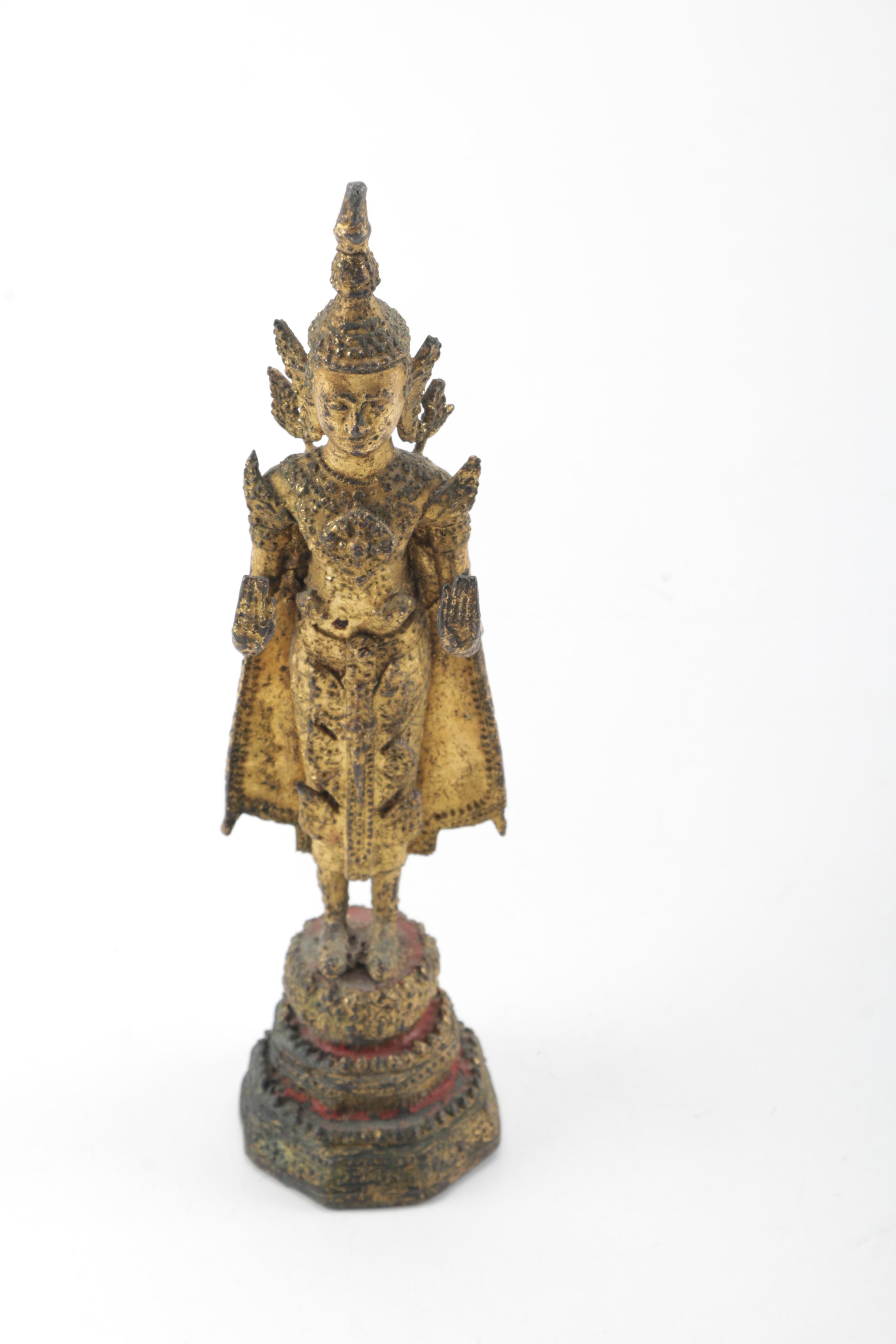 East Asian Style Gold Toned Sculpture of a Hindu Deity