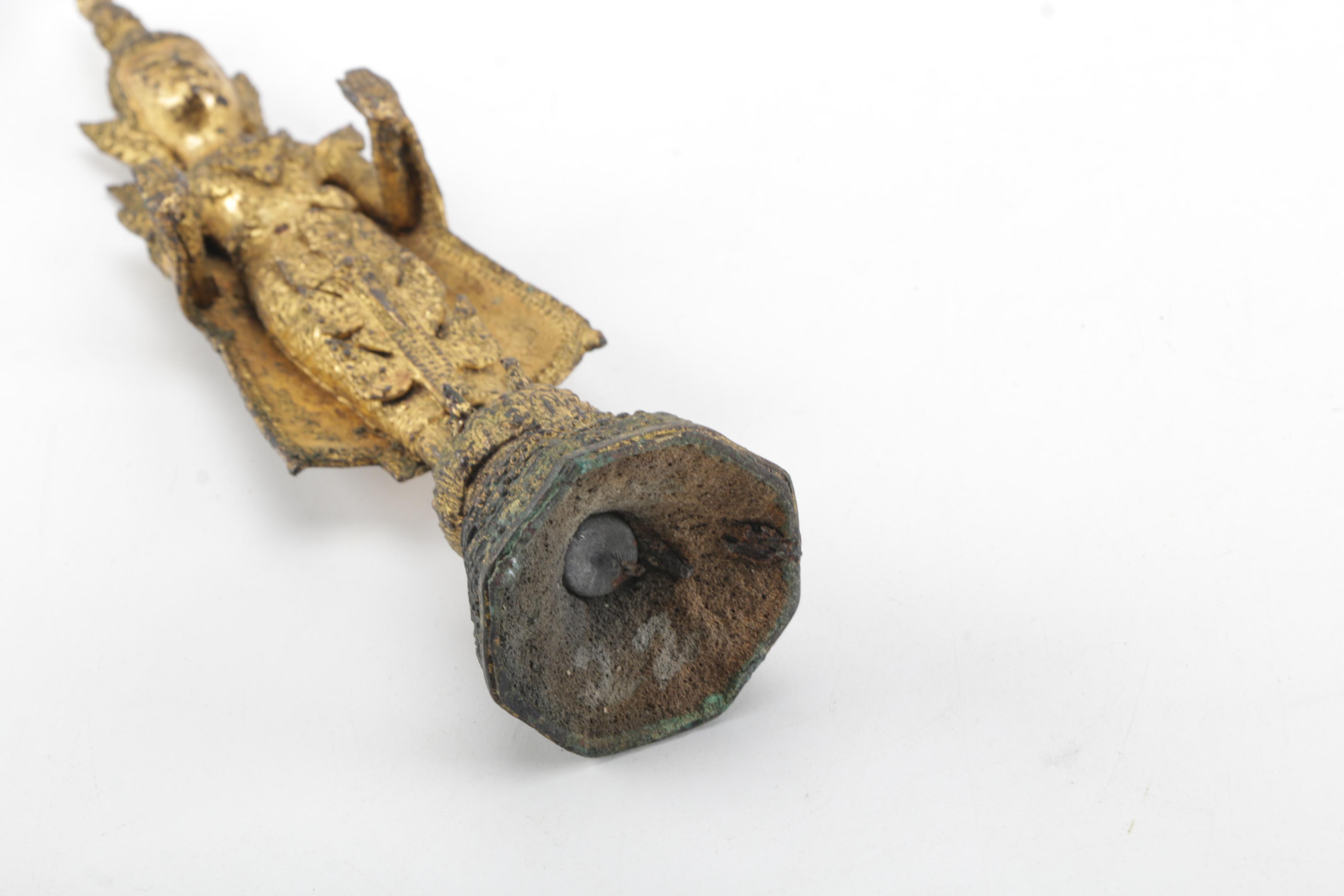 East Asian Style Gold Toned Sculpture of a Hindu Deity