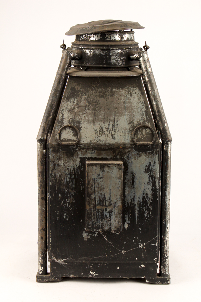 Antique Black Metal and Glass Lantern