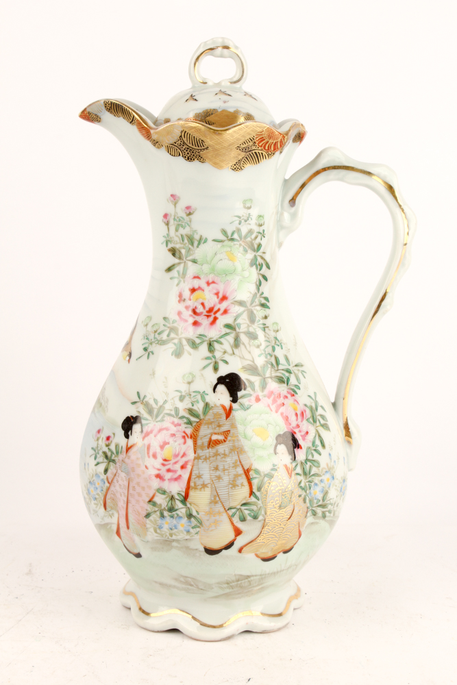 Chinese Cloisonné Vases and Kutani Ware Serveware