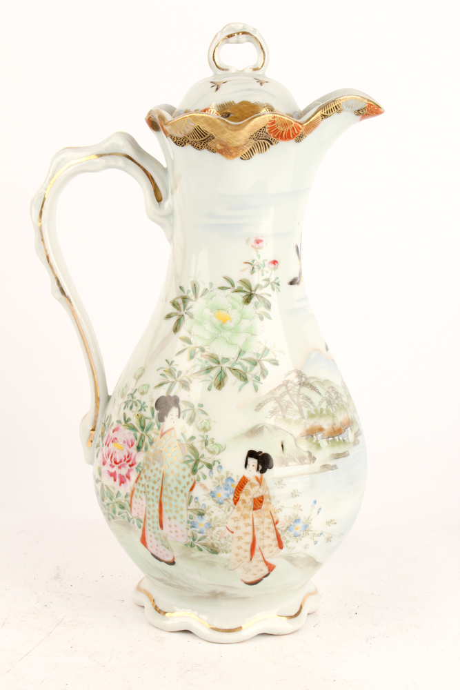 Chinese Cloisonné Vases and Kutani Ware Serveware