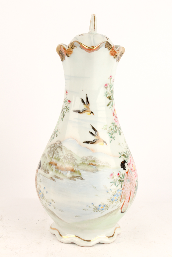 Chinese Cloisonné Vases and Kutani Ware Serveware