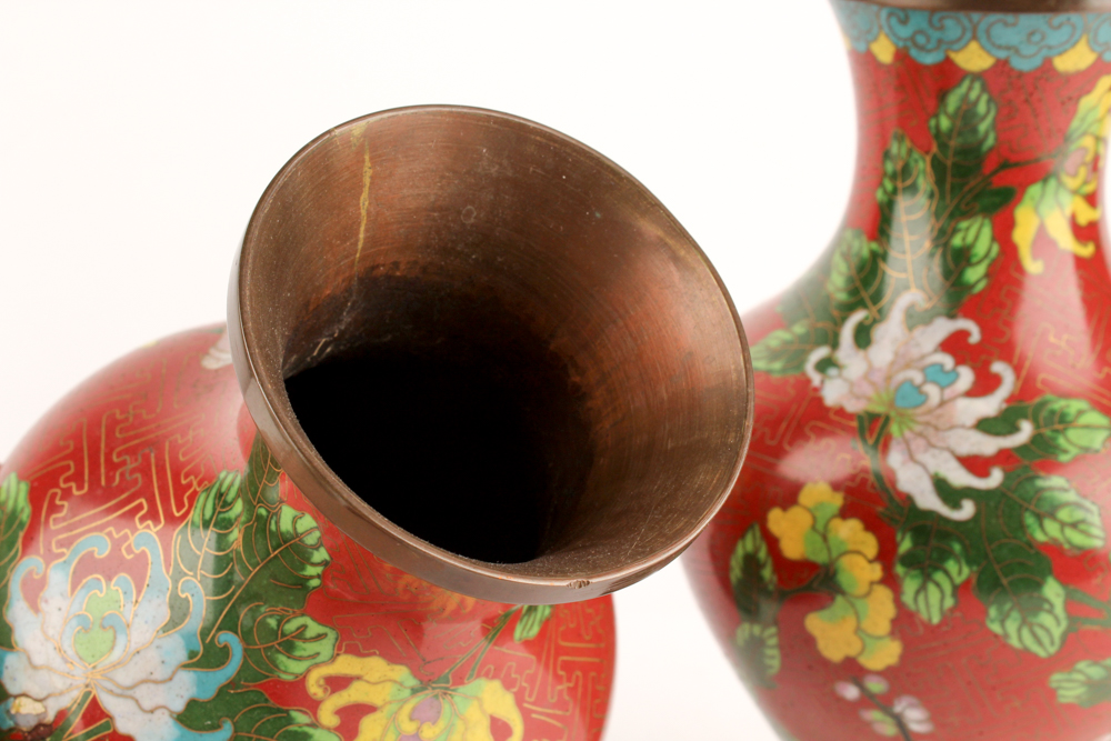 Chinese Cloisonné Vases and Kutani Ware Serveware