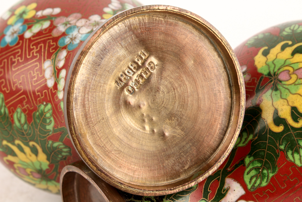 Chinese Cloisonné Vases and Kutani Ware Serveware