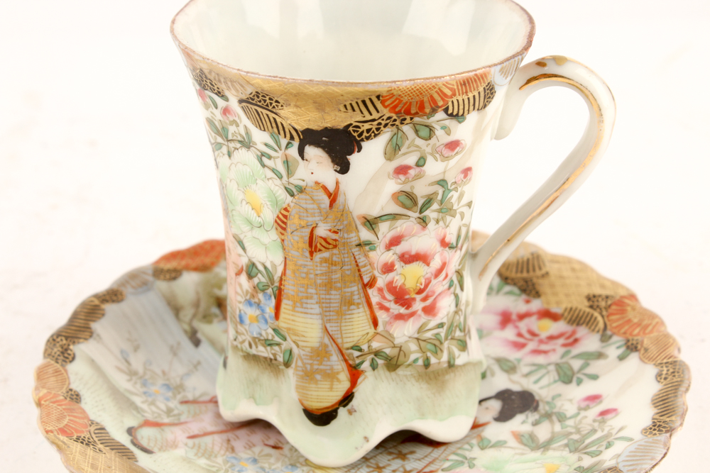 Chinese Cloisonné Vases and Kutani Ware Serveware