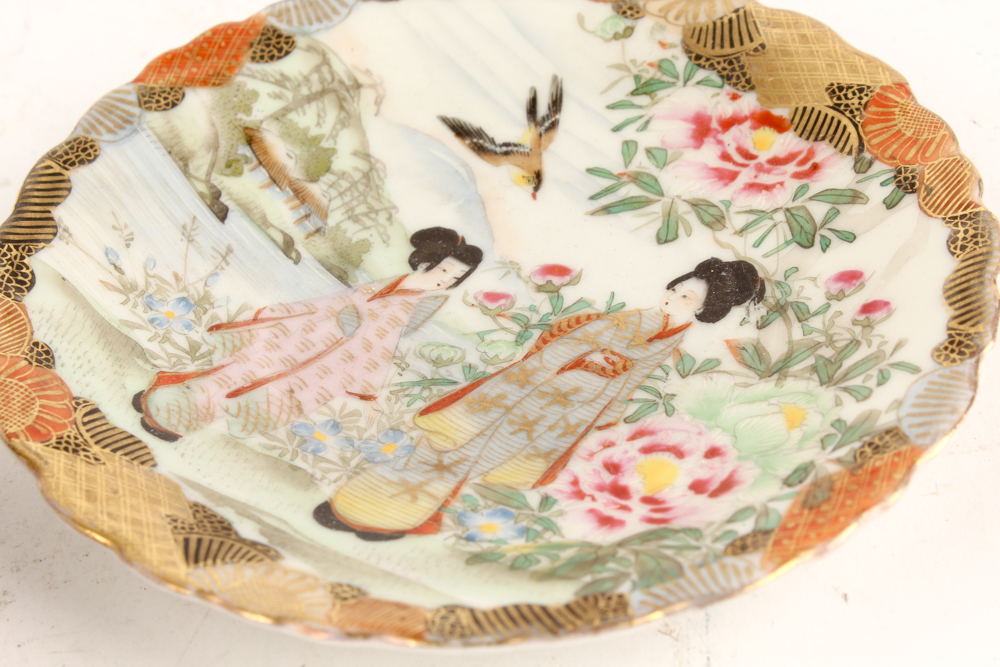 Chinese Cloisonné Vases and Kutani Ware Serveware