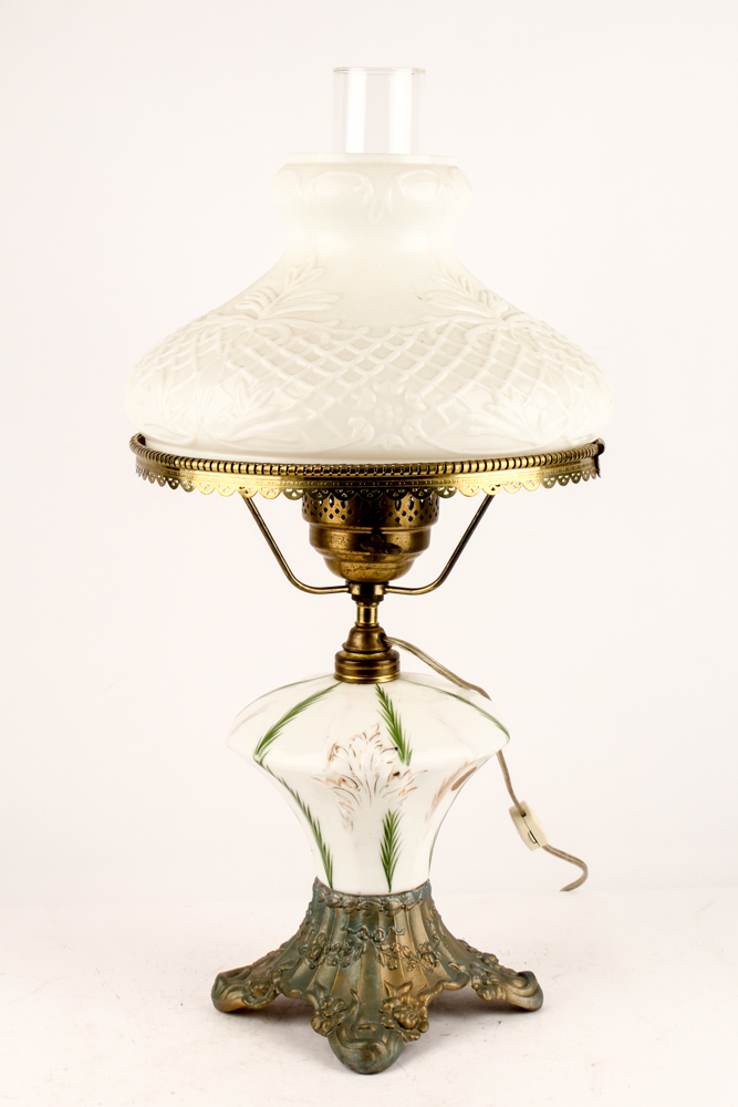 Pairpoint Converted Parlor Lamp with Milk Glass Shade