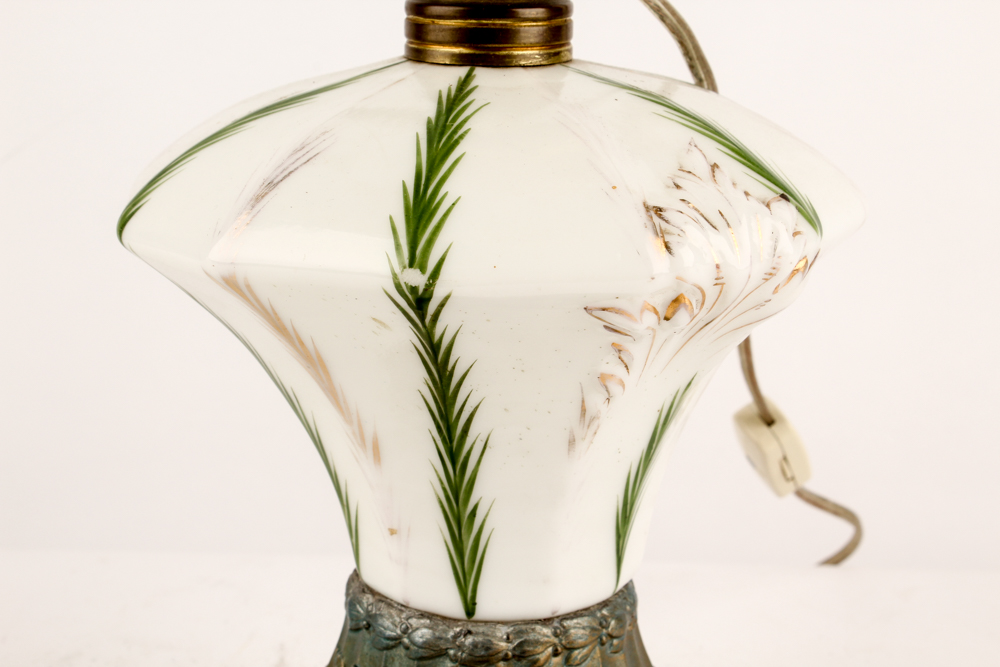 Pairpoint Converted Parlor Lamp with Milk Glass Shade