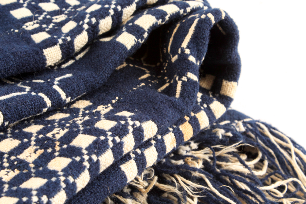 Antique Linsey-woolsey Blue and White Coverlet