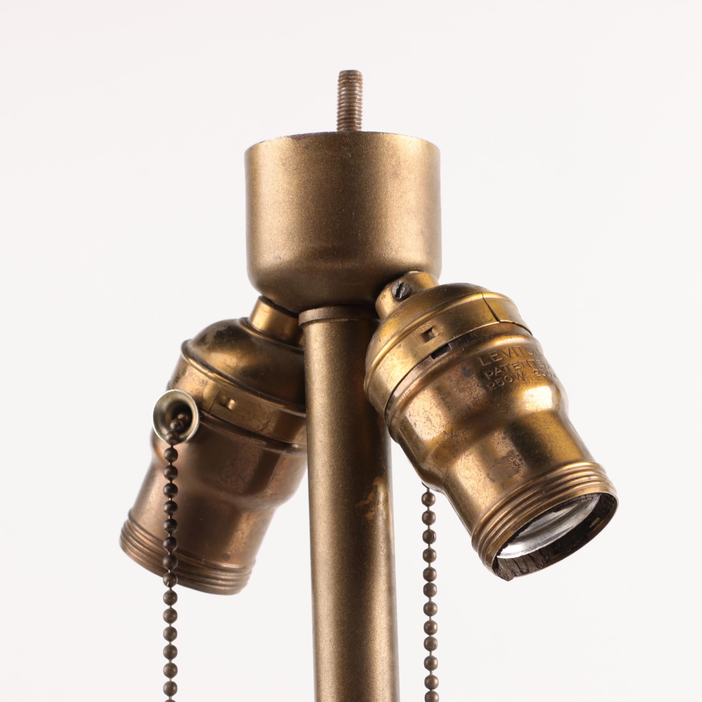 Vintage Victorian-Style Lamp with Slag Glass Shade