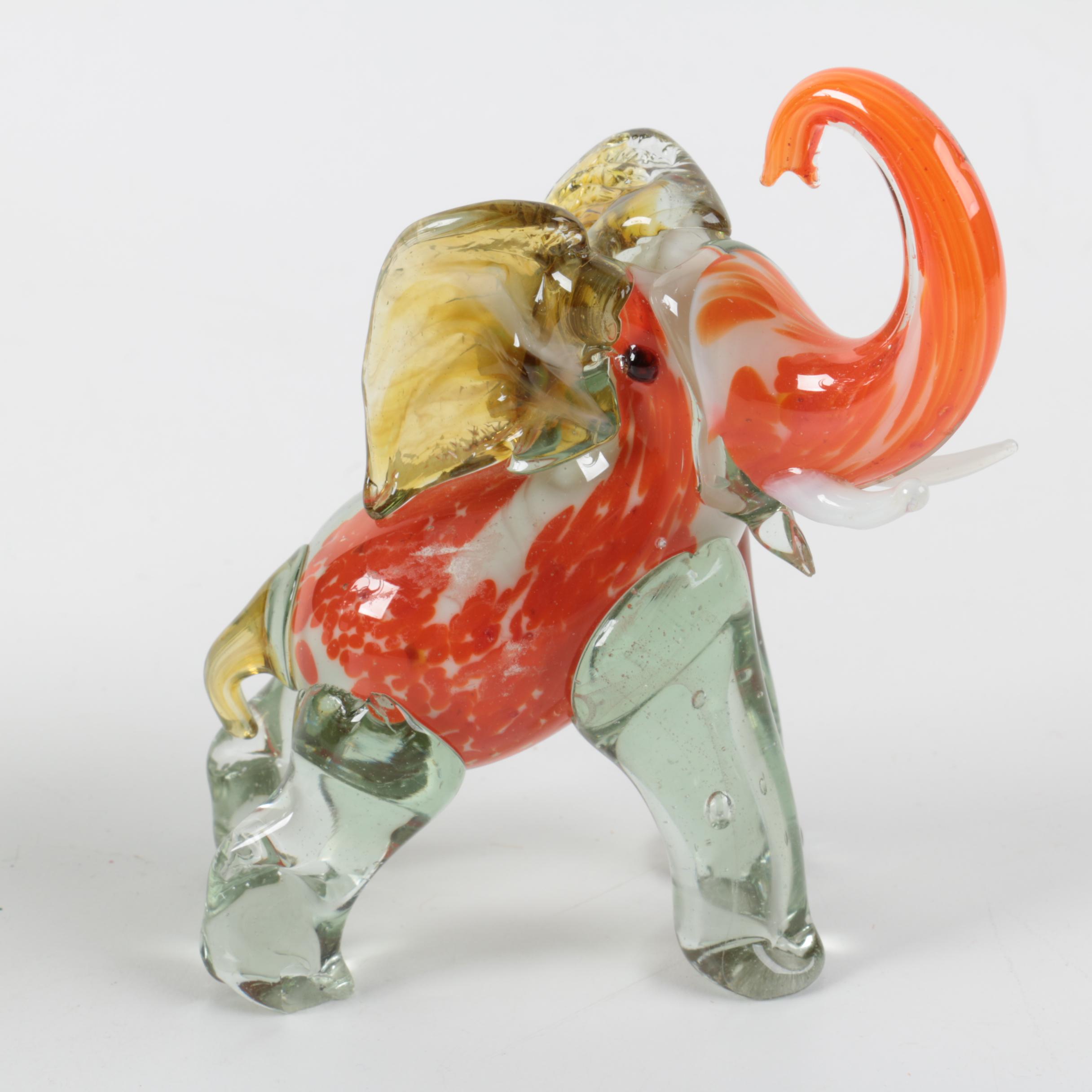 Glass Elephant Figurines including Lenwile Ardalt