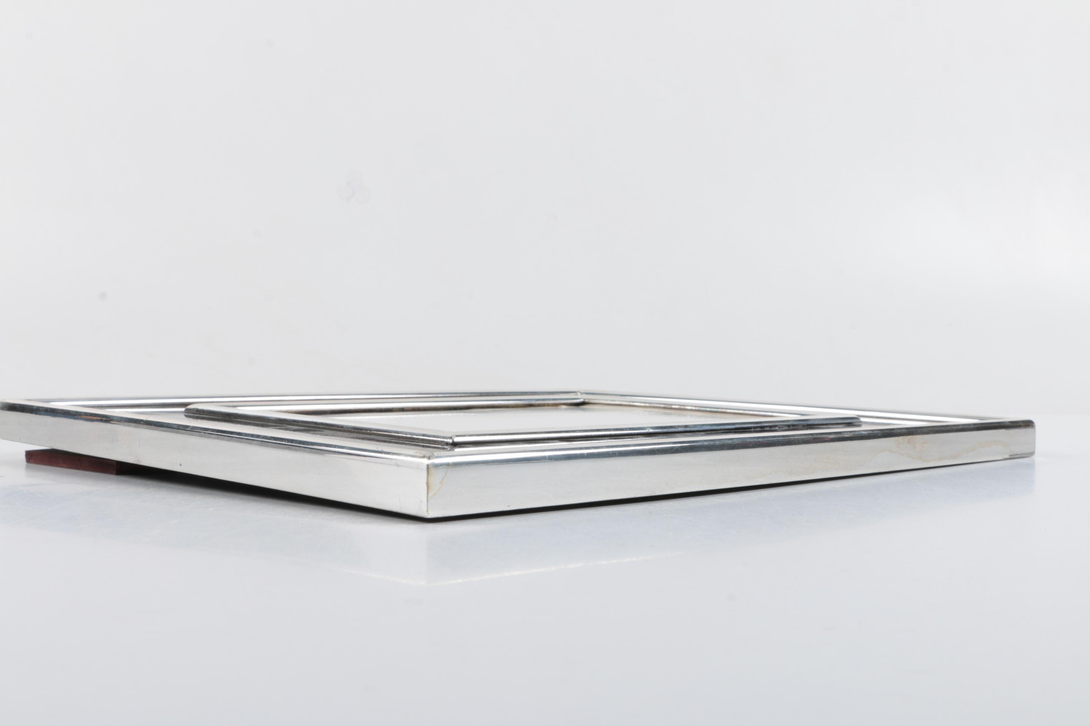 Black Marble and Silver Plate Italian Picture Frame