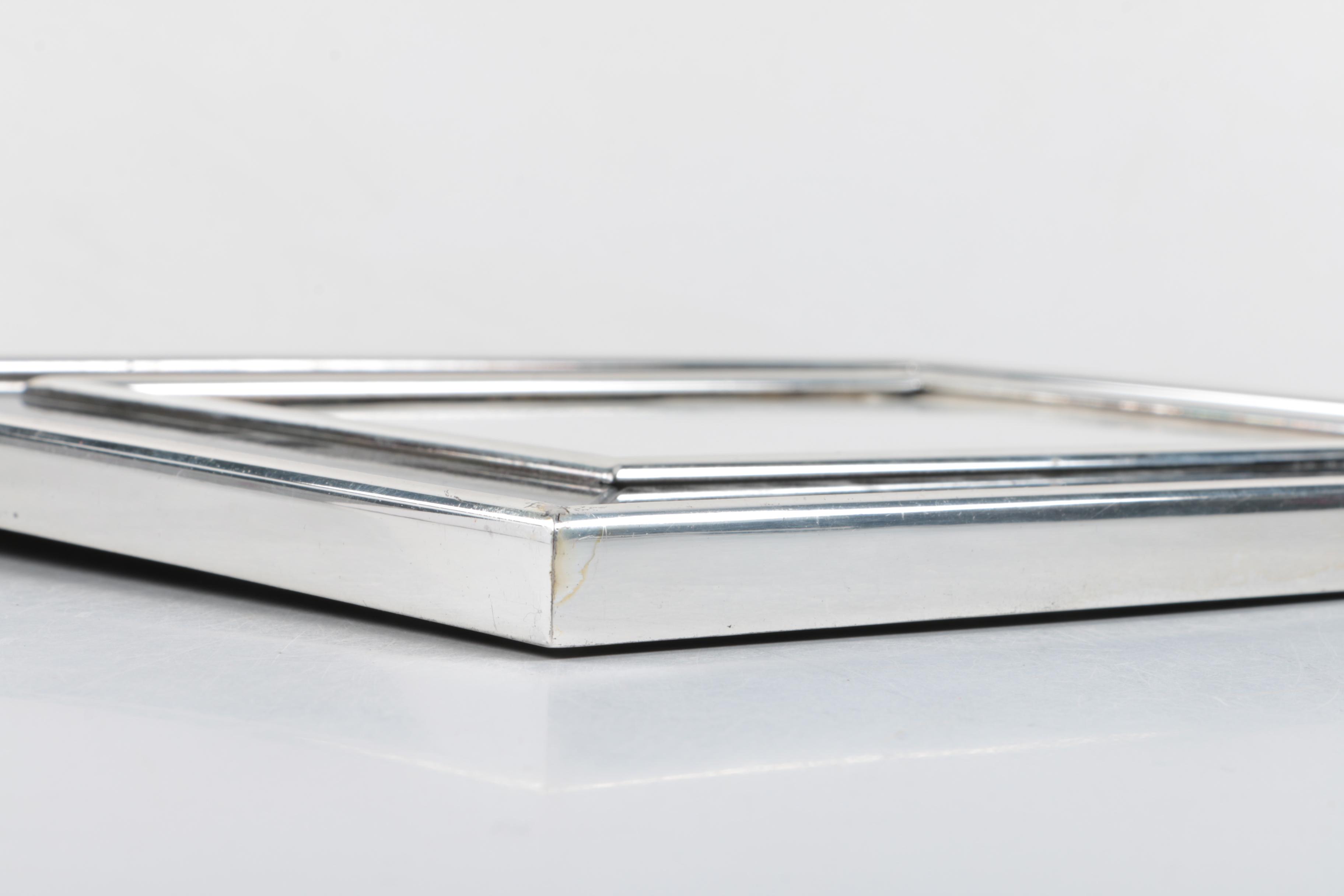 Black Marble and Silver Plate Italian Picture Frame