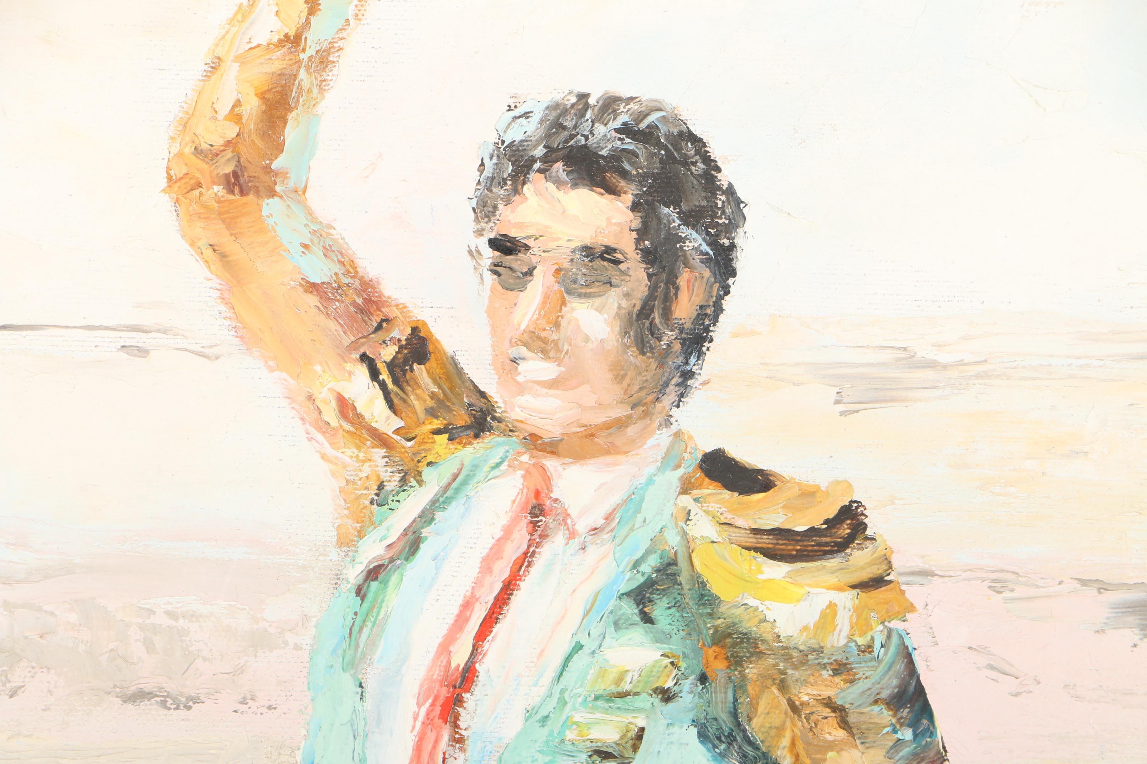 Oil on Canvas Diptych of Matadors Signed "Henry"