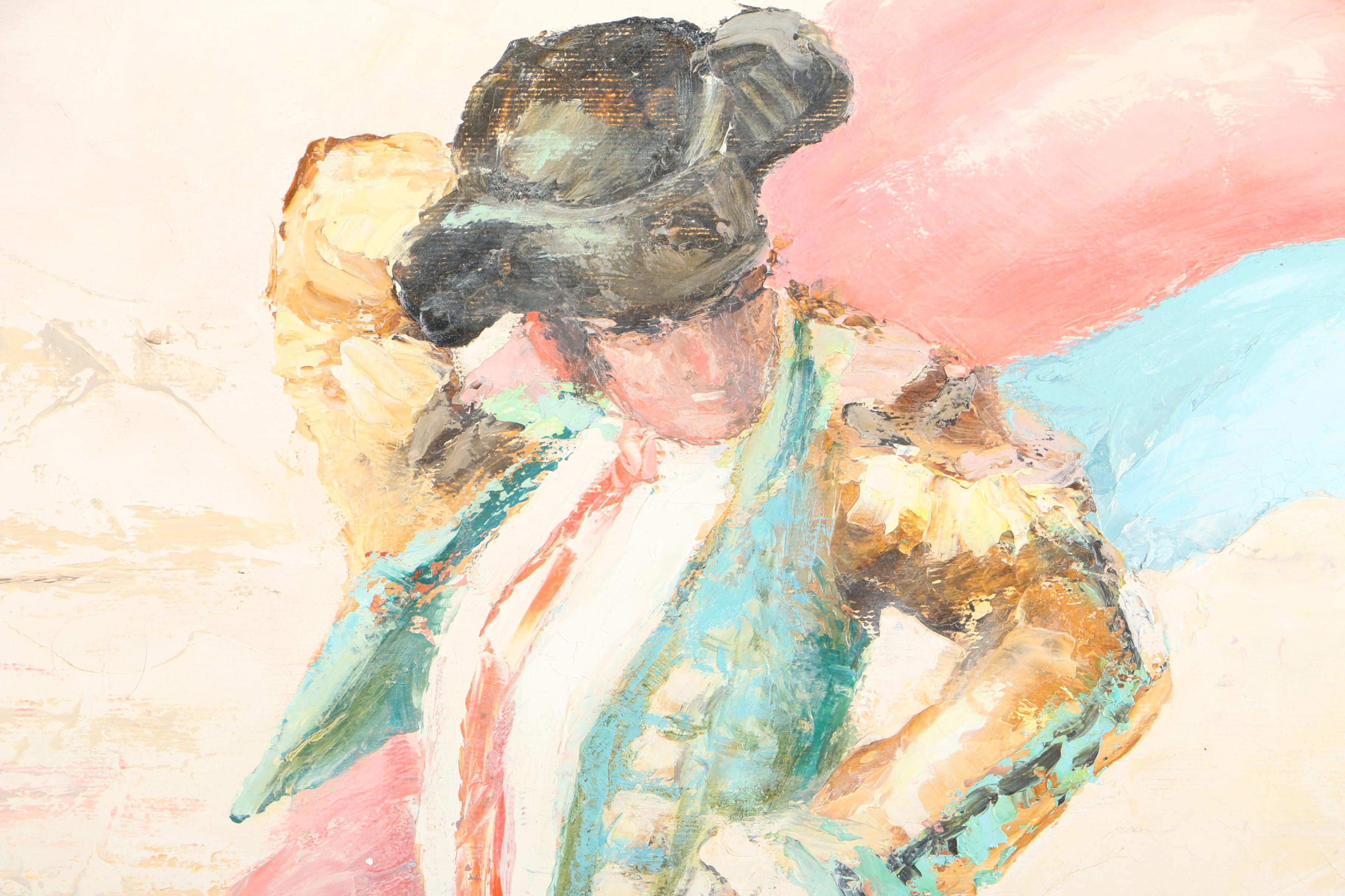 Oil on Canvas Diptych of Matadors Signed "Henry"