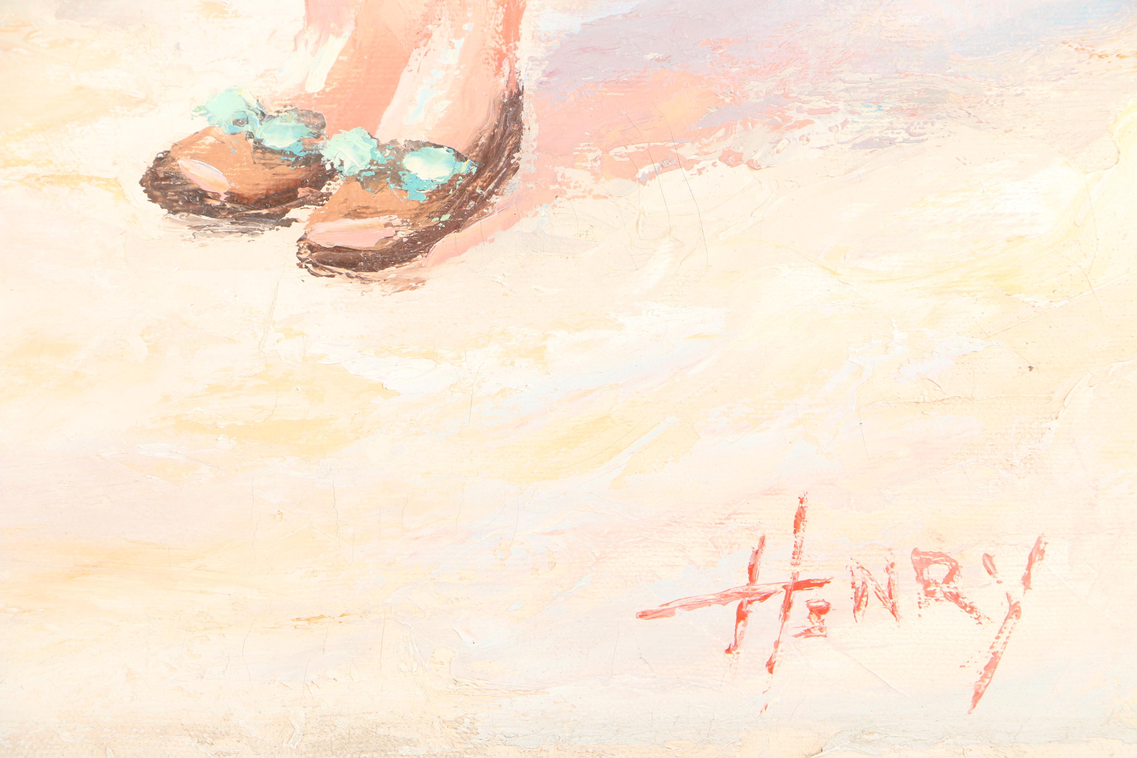 Oil on Canvas Diptych of Matadors Signed "Henry"