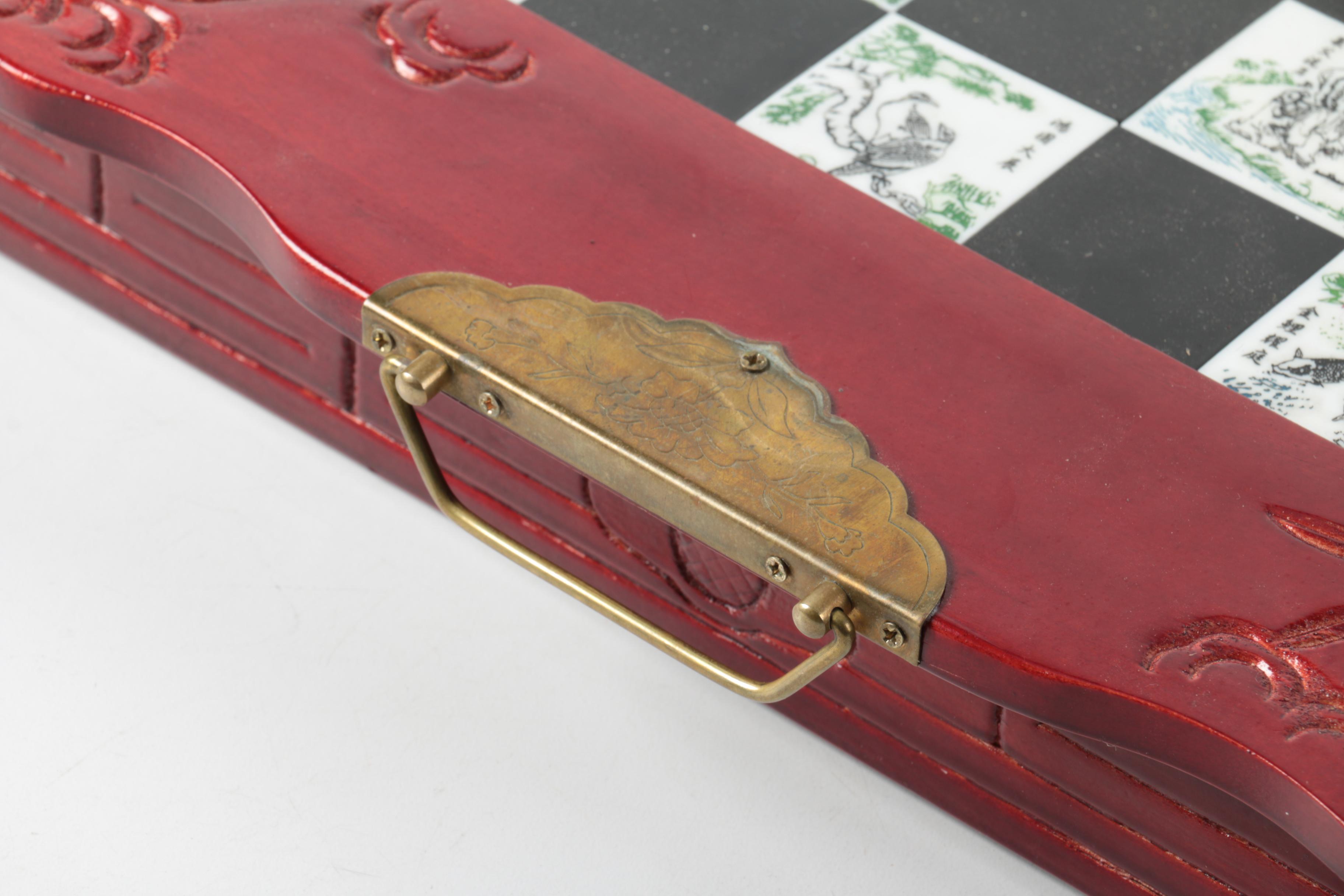 Asian Influenced Carved Chess Set