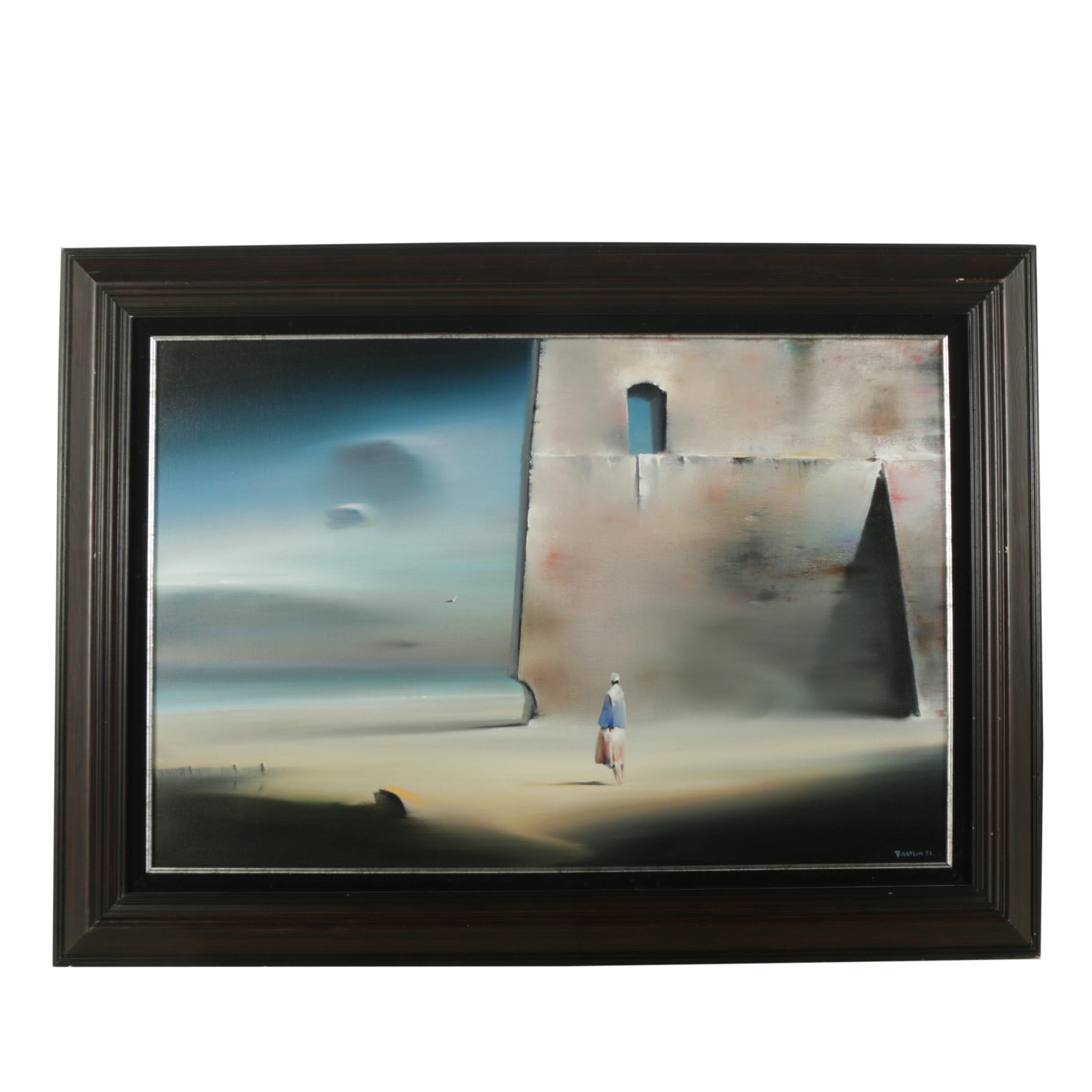 Robert Watson Oil Painting on Canvas "Seawall"