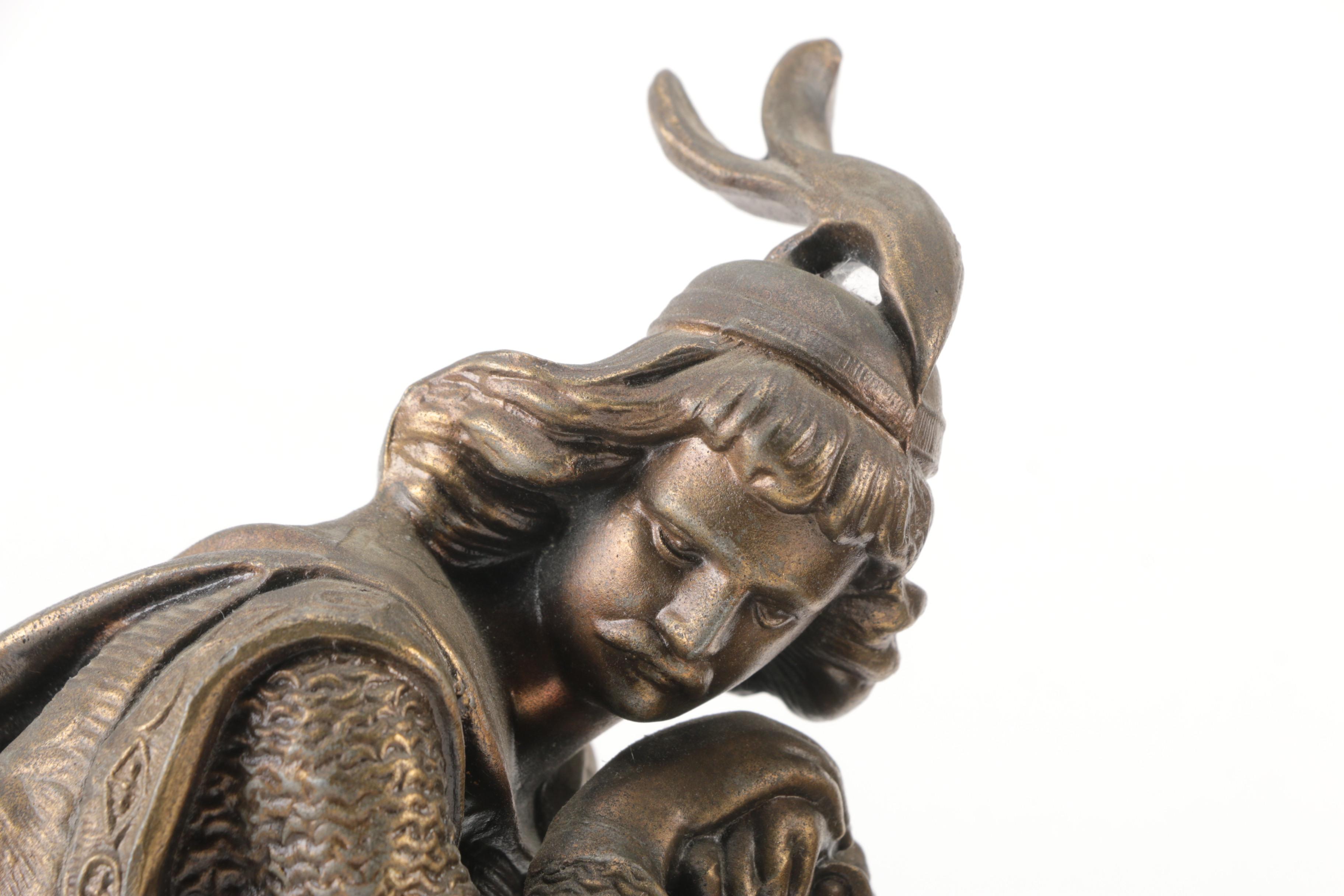 Antique New Haven Clock Co. Brass Figural Mantel Clock