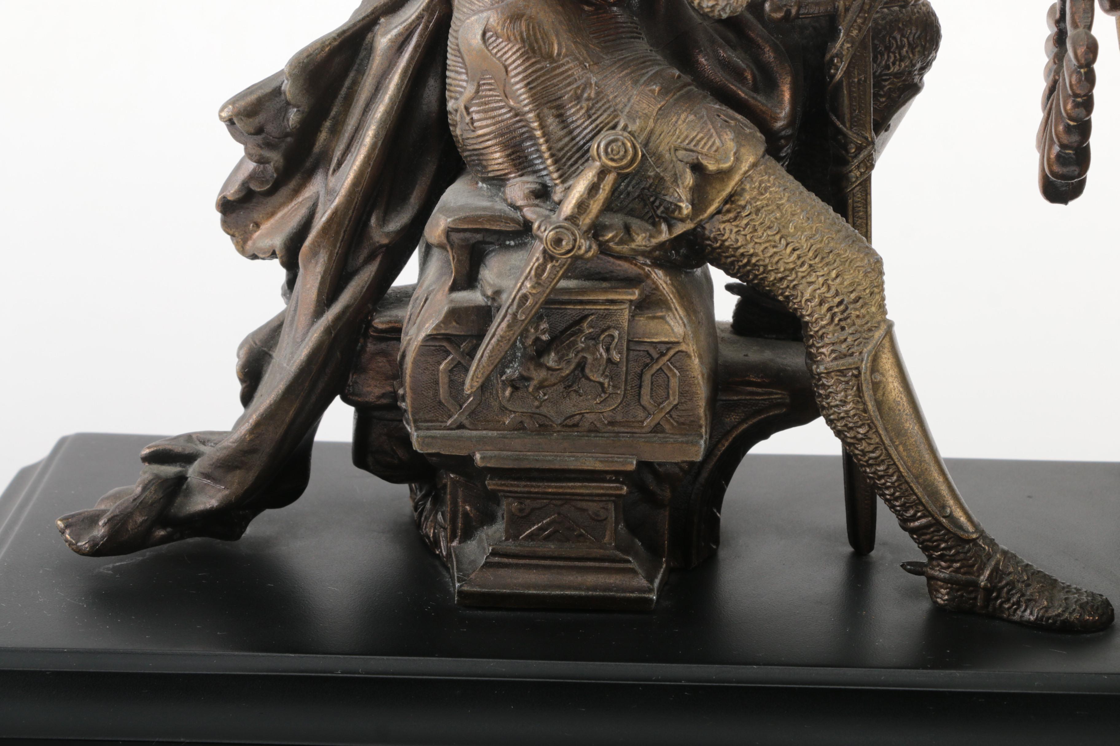 Antique New Haven Clock Co. Brass Figural Mantel Clock