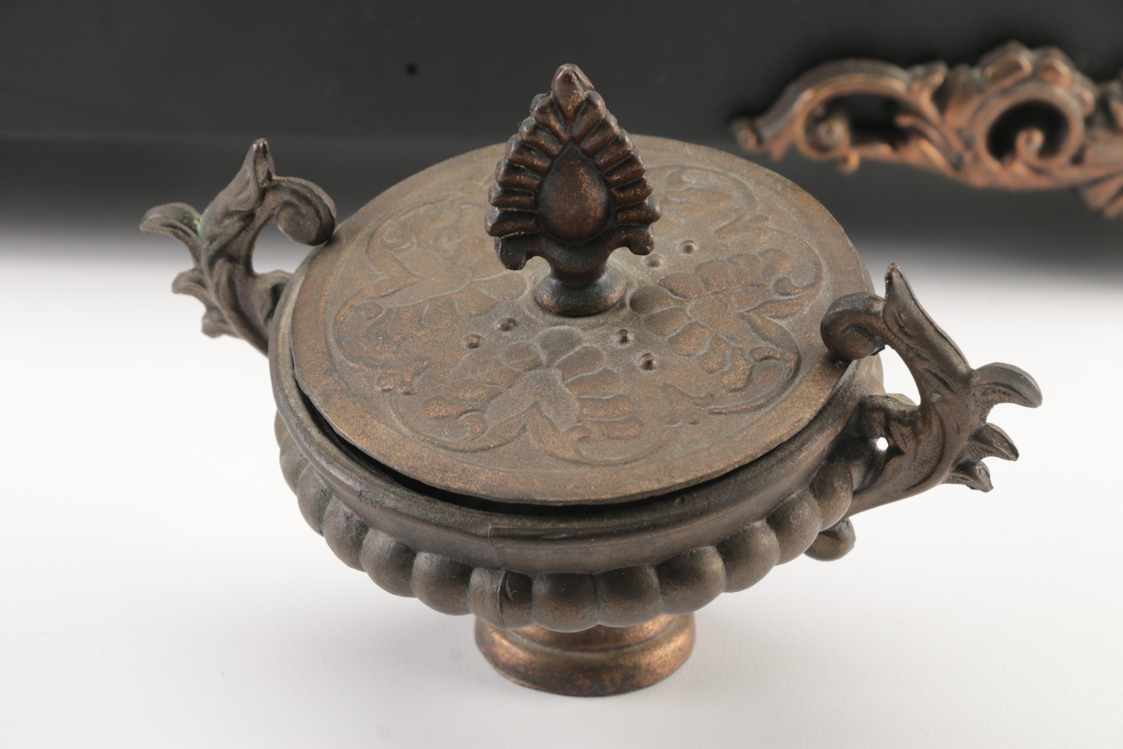 Antique New Haven Clock Co. Brass Figural Mantel Clock