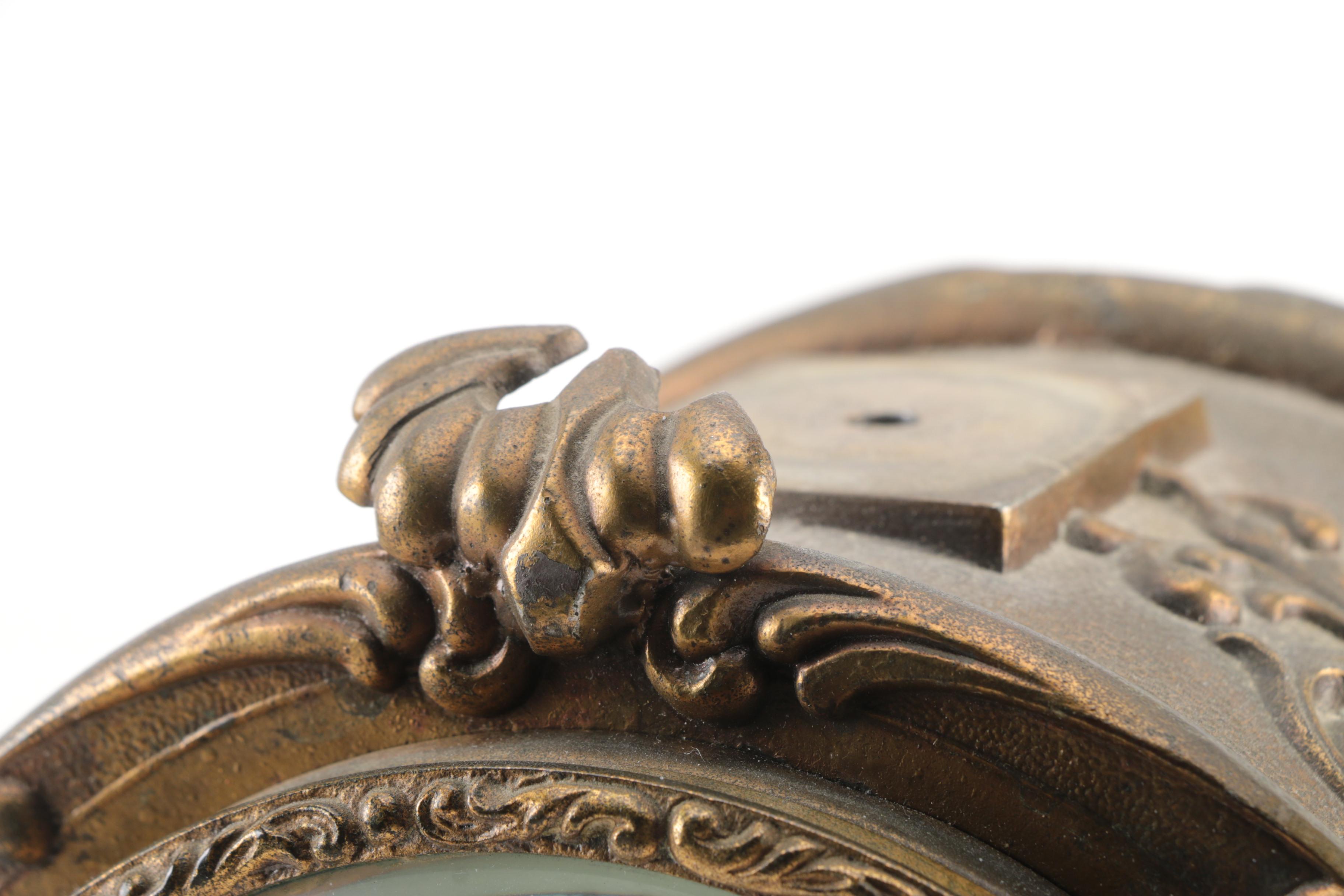 Antique New Haven Clock Co. Brass Figural Mantel Clock