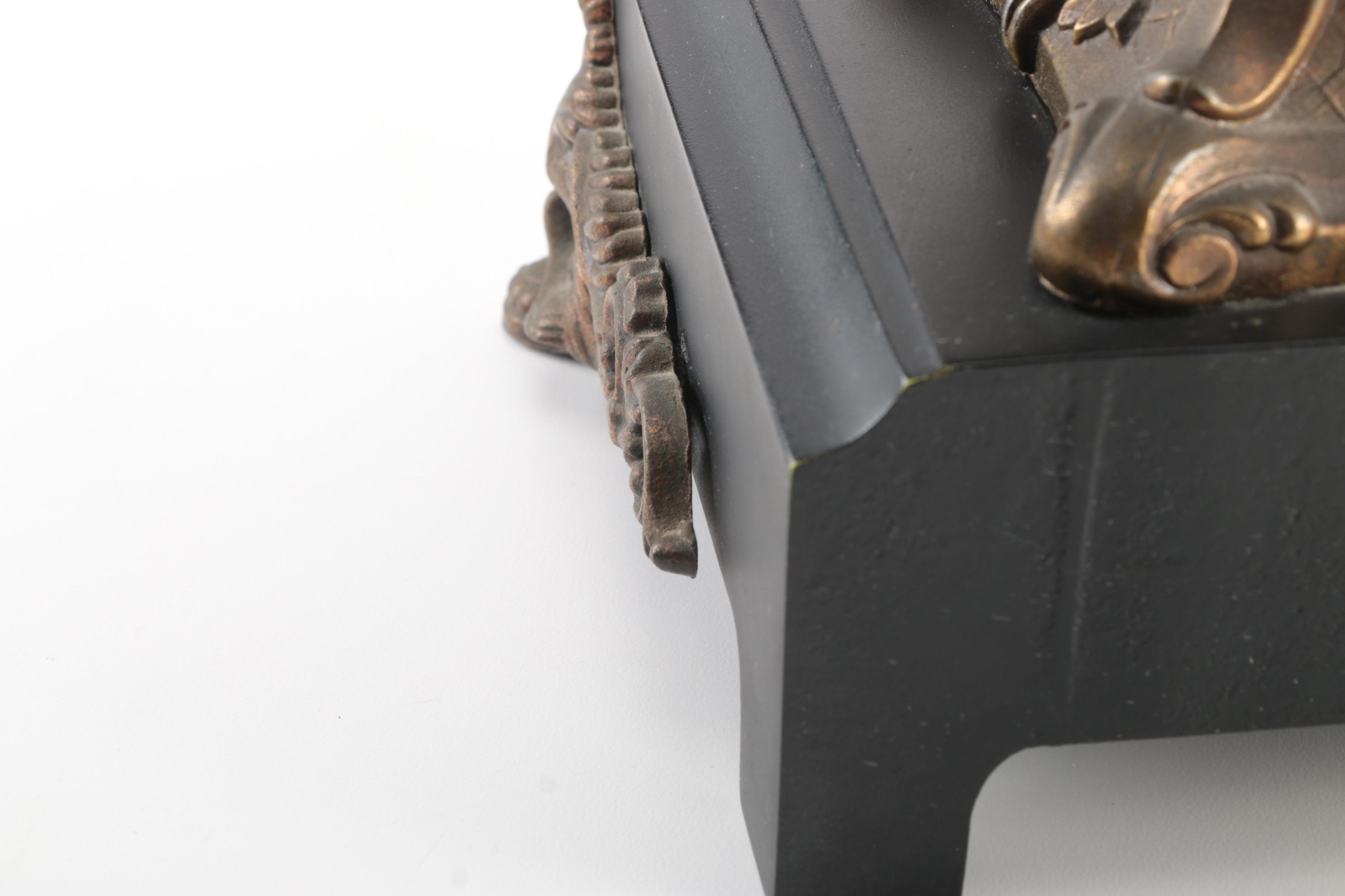 Antique New Haven Clock Co. Brass Figural Mantel Clock