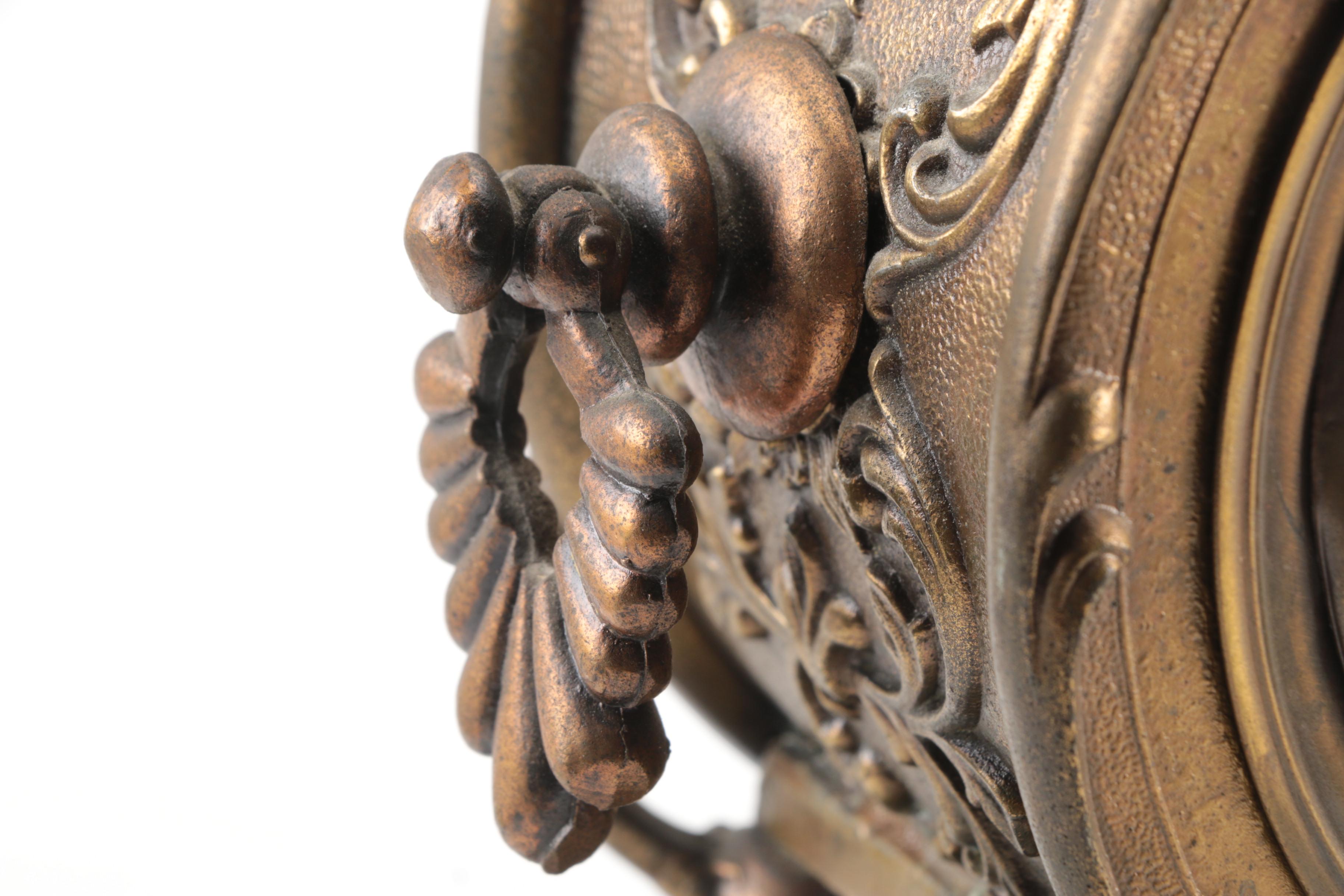 Antique New Haven Clock Co. Brass Figural Mantel Clock