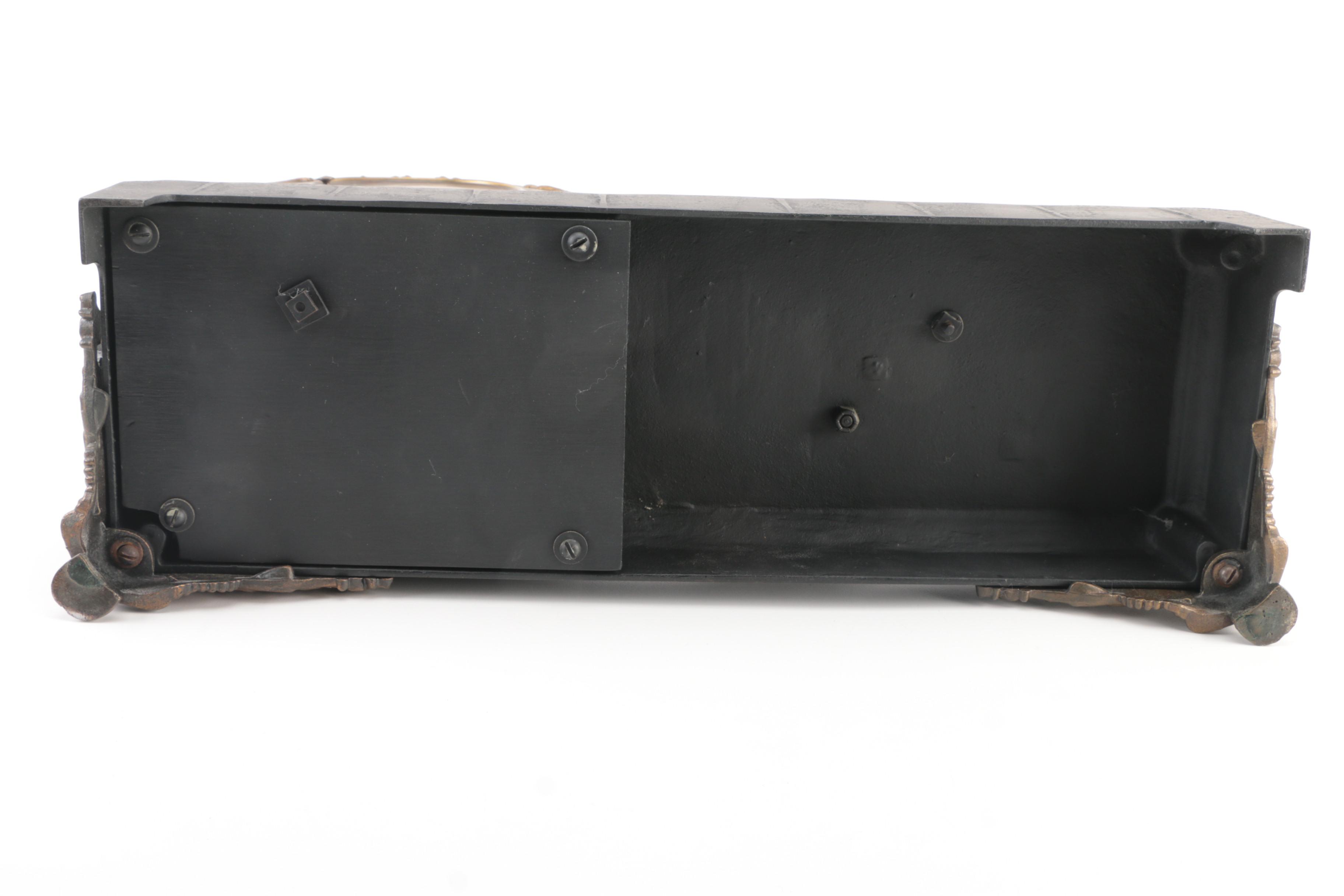 Antique New Haven Clock Co. Brass Figural Mantel Clock