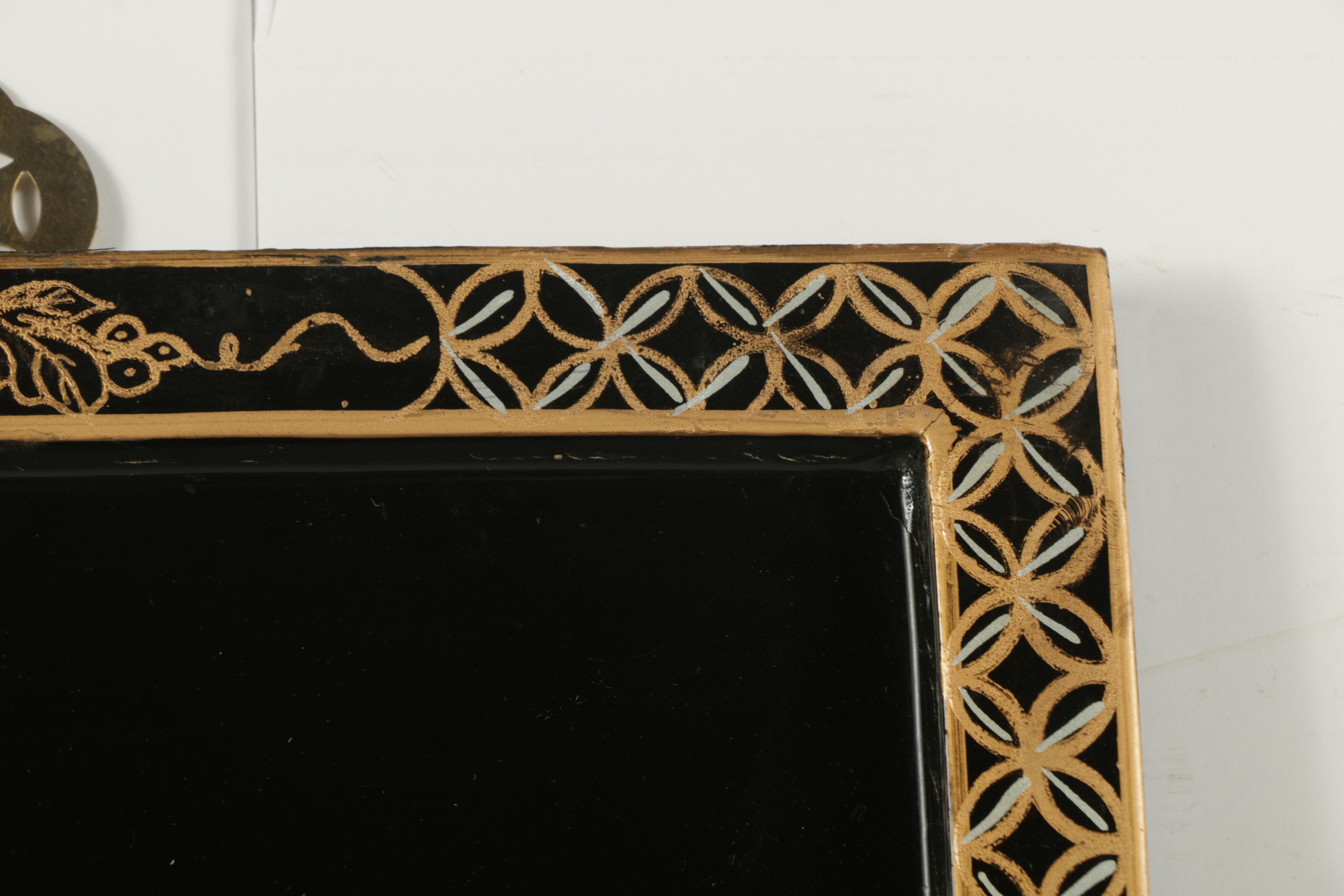 East Asian Style Lacquer Panels with Inlaid Shell and Resin