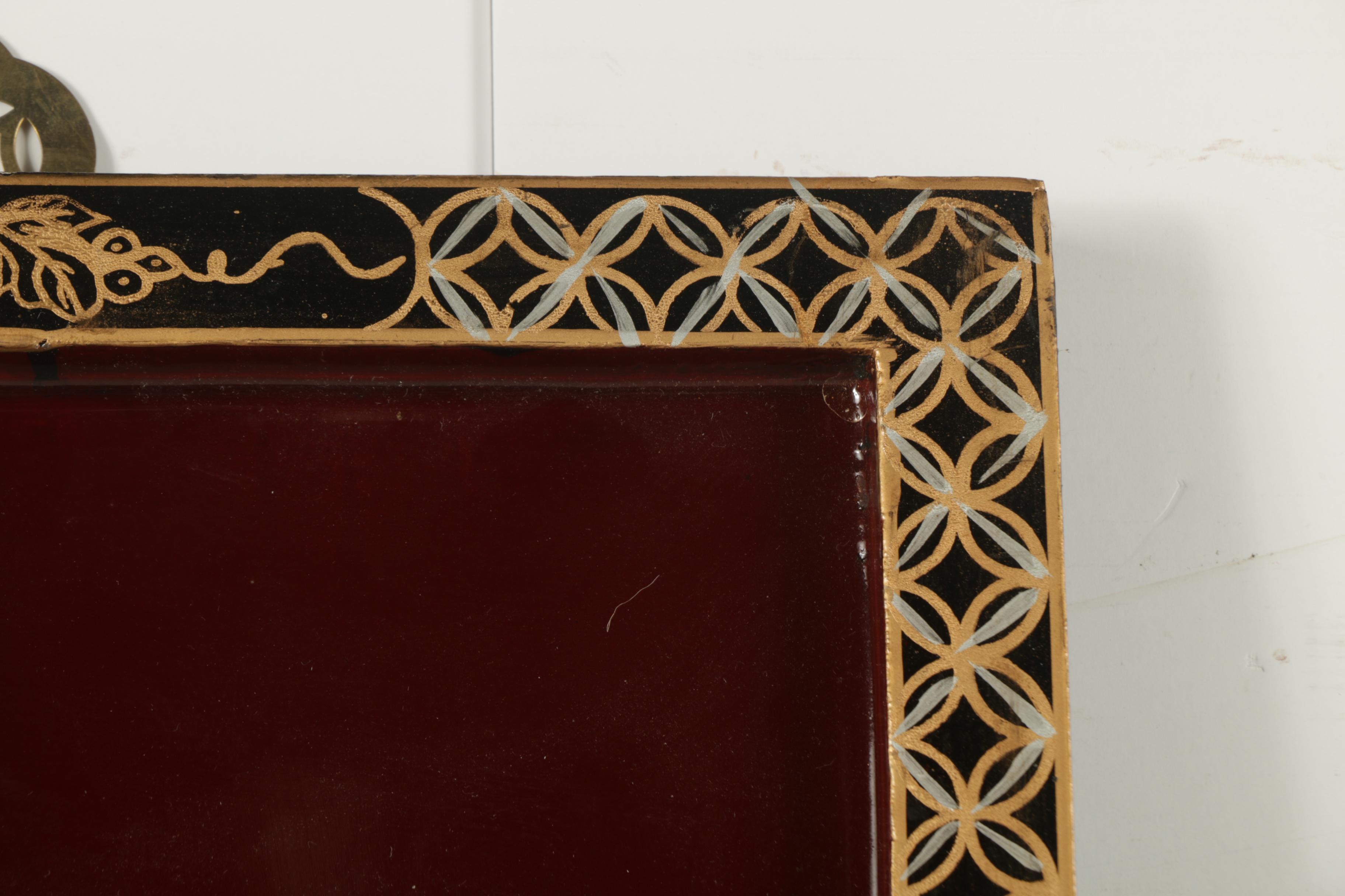 East Asian Style Lacquer Panels with Inlaid Shell and Resin