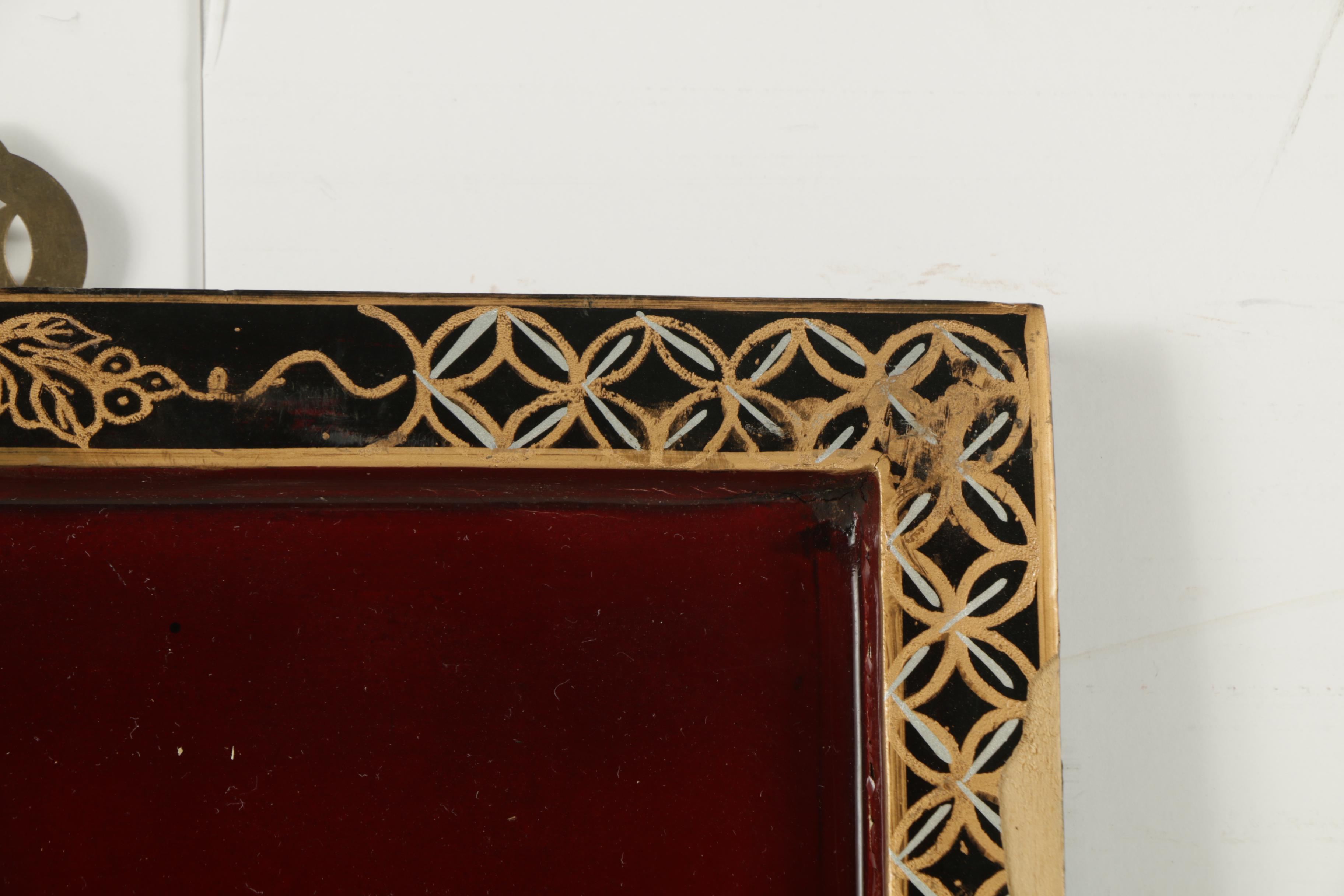 East Asian Style Lacquer Panels with Inlaid Shell and Resin