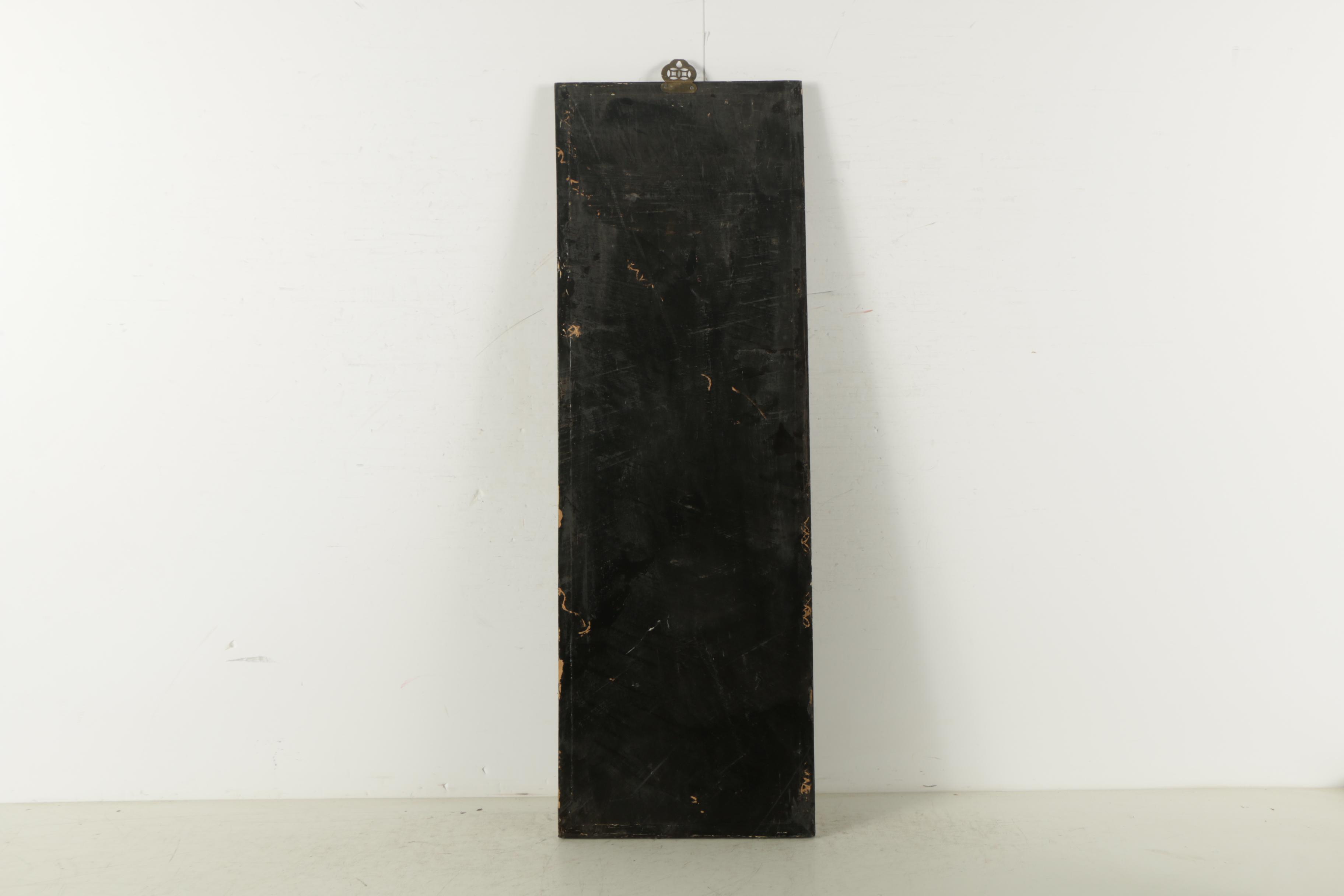 East Asian Style Lacquer Panels with Inlaid Shell and Resin