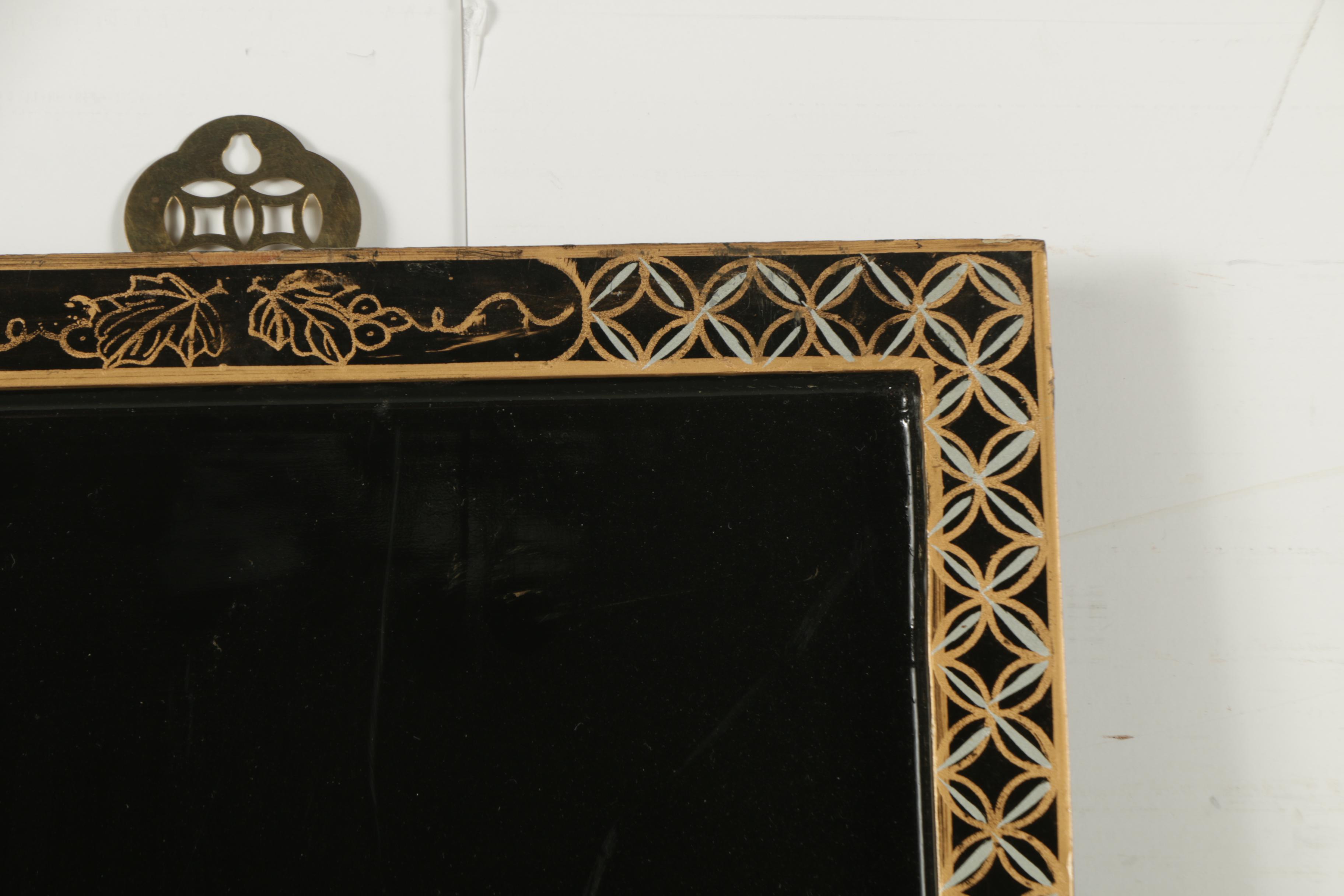 East Asian Style Lacquer Panels with Inlaid Shell and Resin