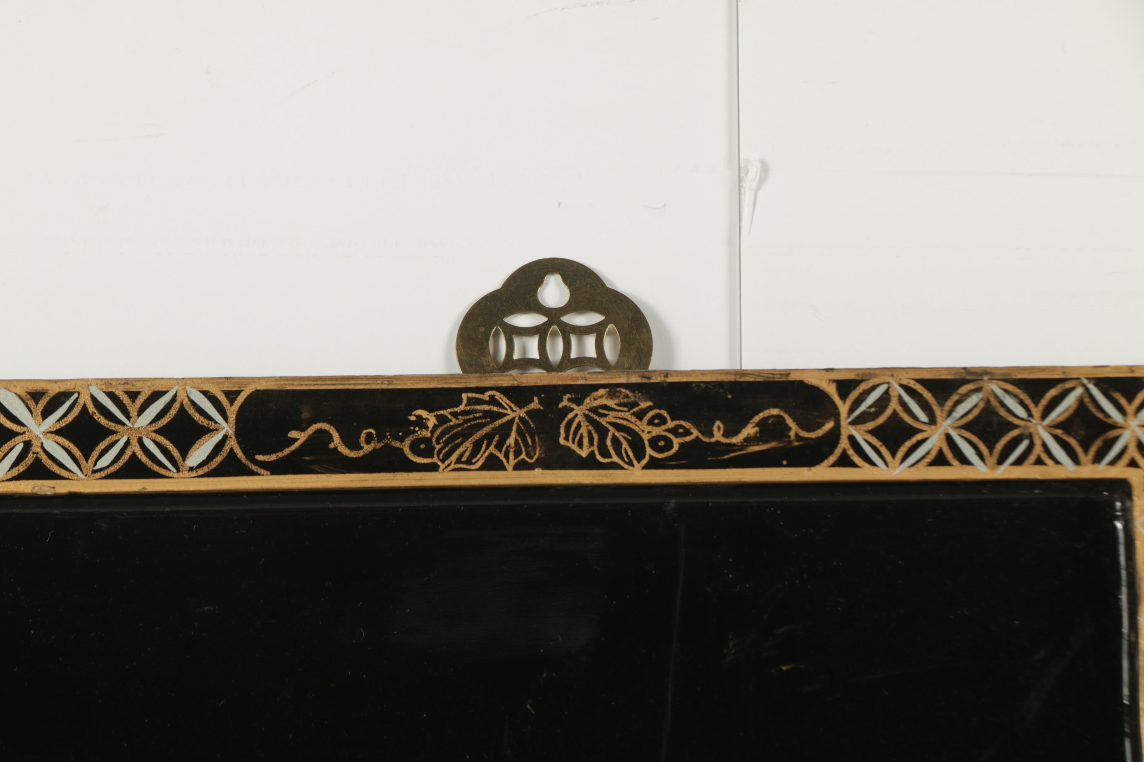 East Asian Style Lacquer Panels with Inlaid Shell and Resin