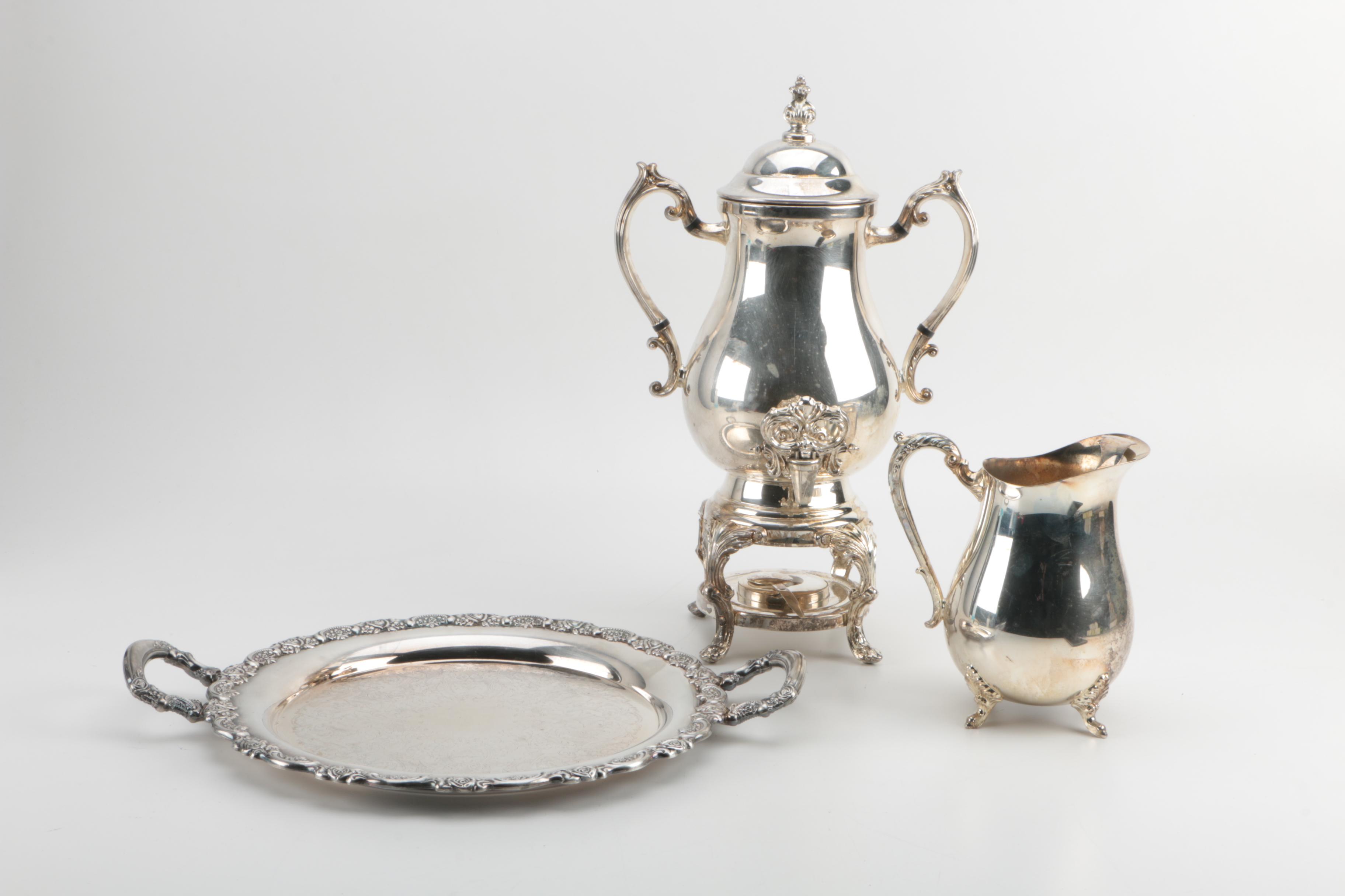 F.B. Rogers Silver Co. Silver Plate Coffee Urn and Other Silver Plate Serveware