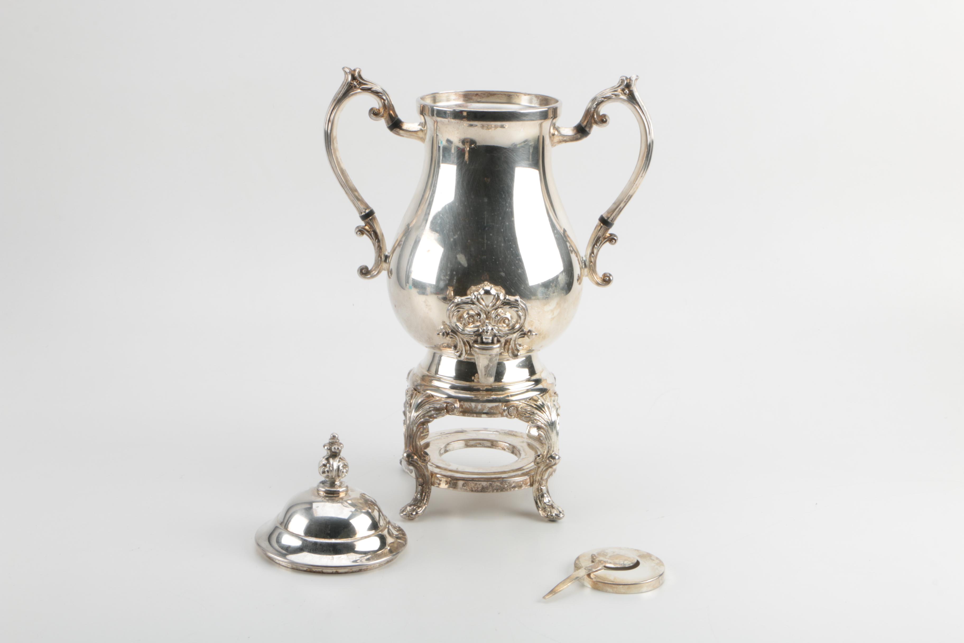 F.B. Rogers Silver Co. Silver Plate Coffee Urn and Other Silver Plate Serveware