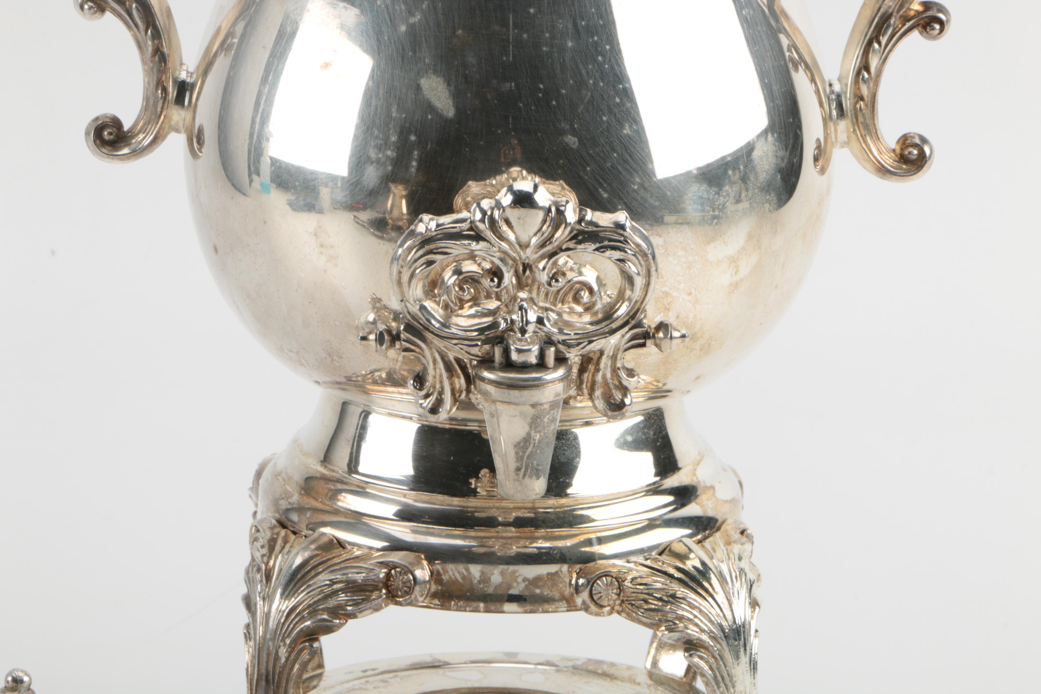 F.B. Rogers Silver Co. Silver Plate Coffee Urn and Other Silver Plate Serveware