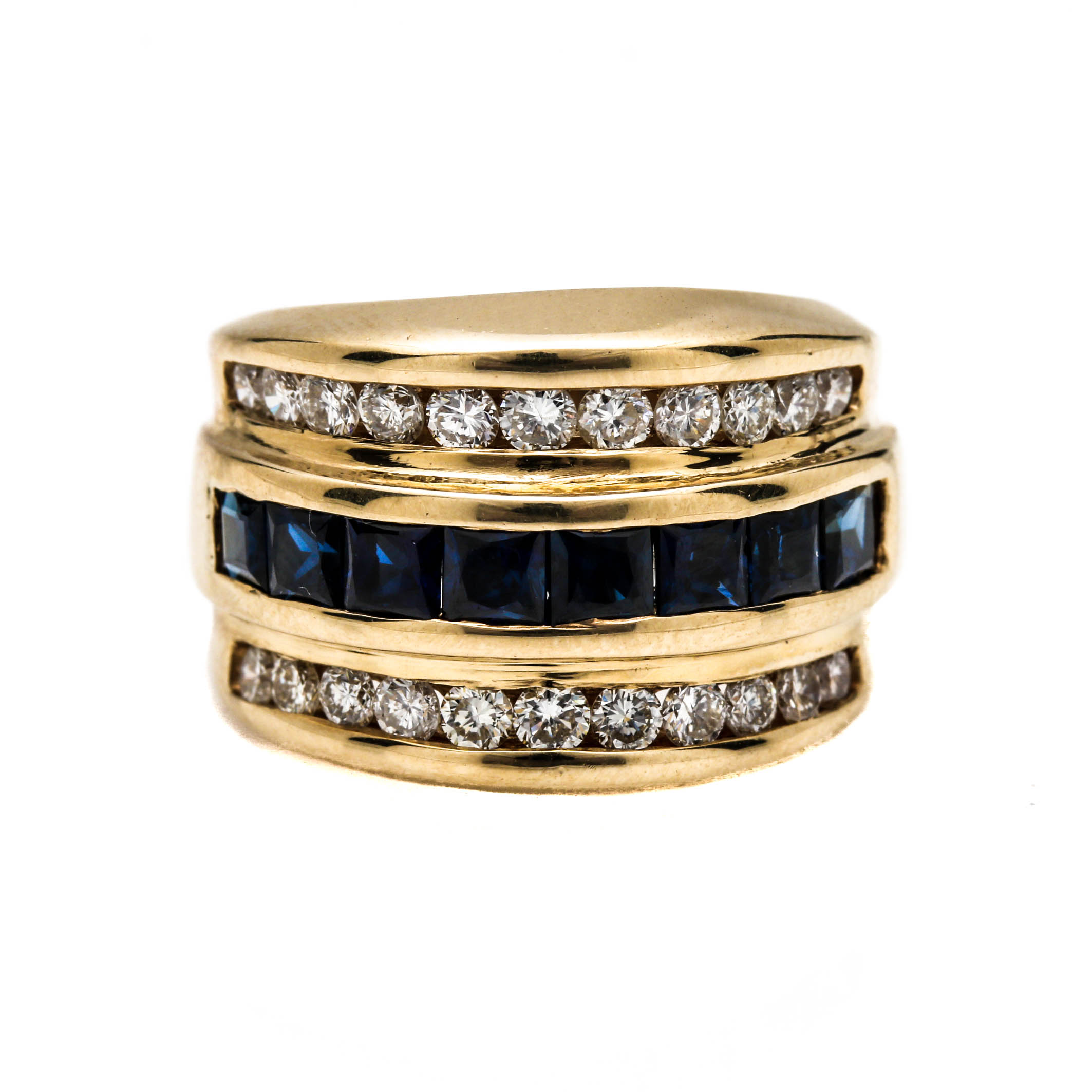 14K Yellow Gold Sapphire and 0.99 CTW Diamond Ring