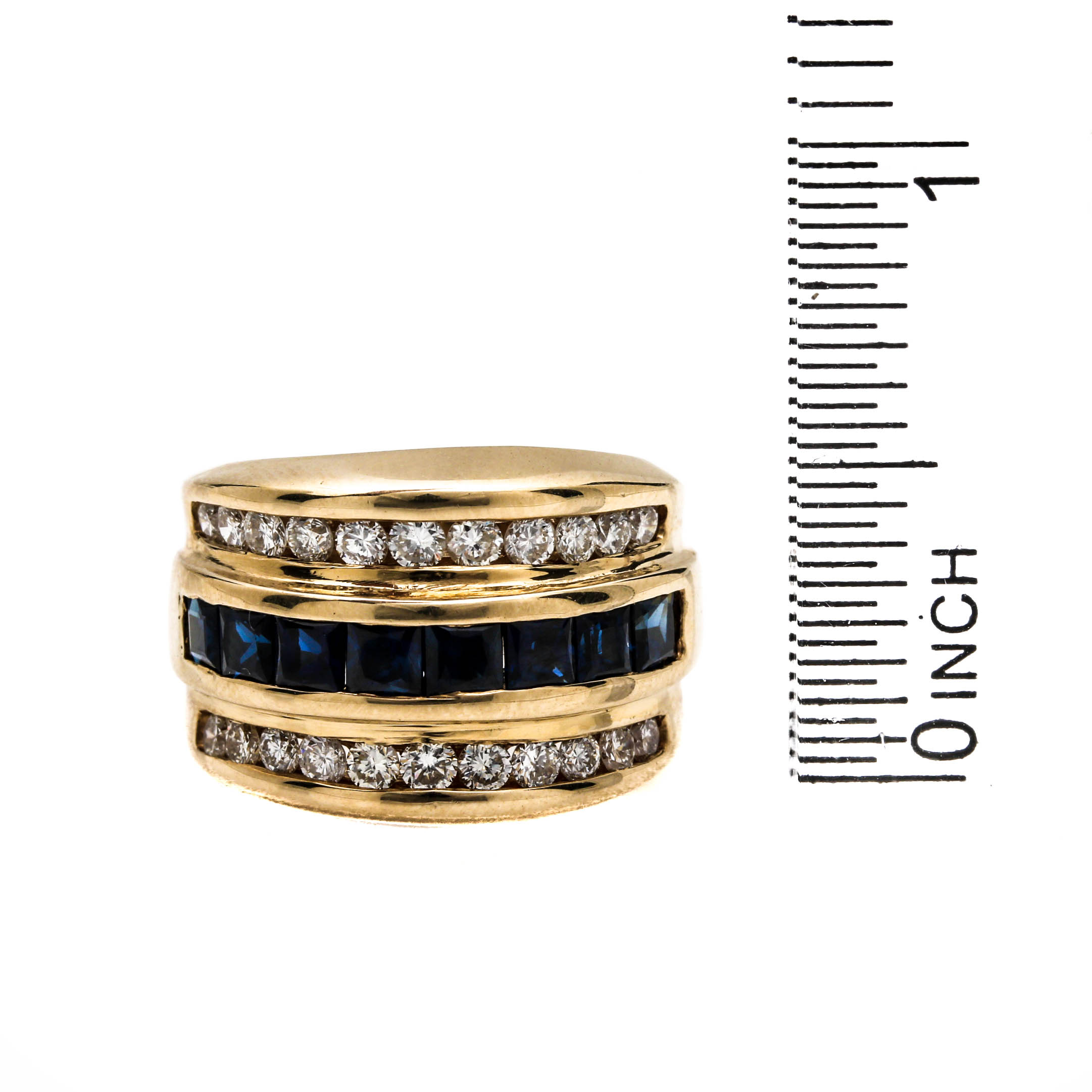 14K Yellow Gold Sapphire and 0.99 CTW Diamond Ring