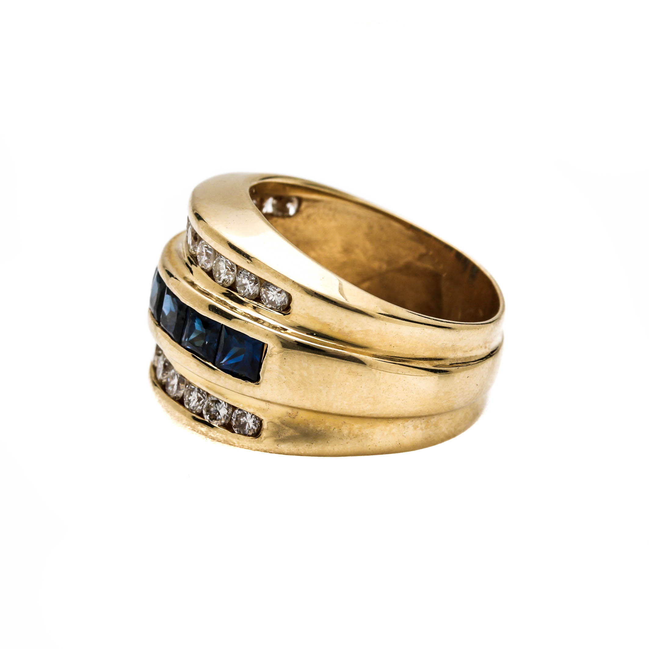 14K Yellow Gold Sapphire and 0.99 CTW Diamond Ring