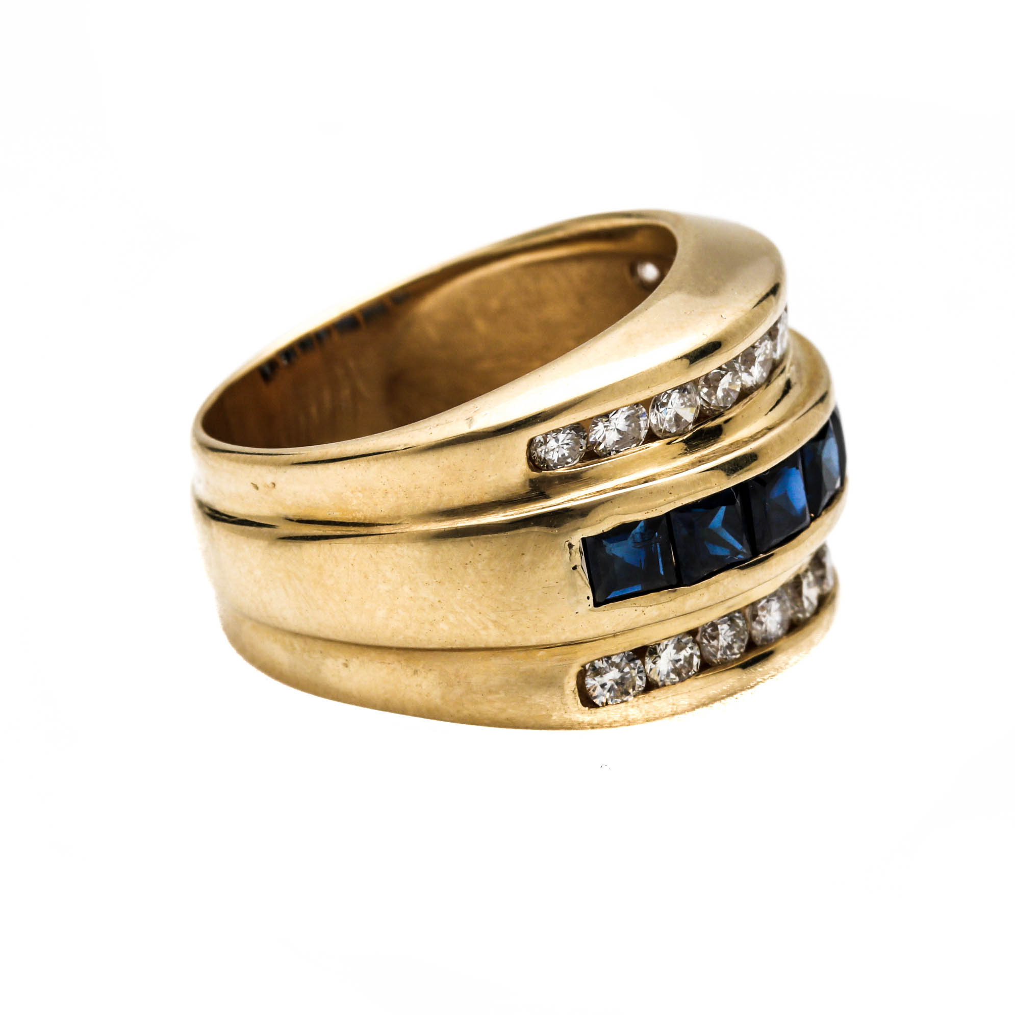 14K Yellow Gold Sapphire and 0.99 CTW Diamond Ring