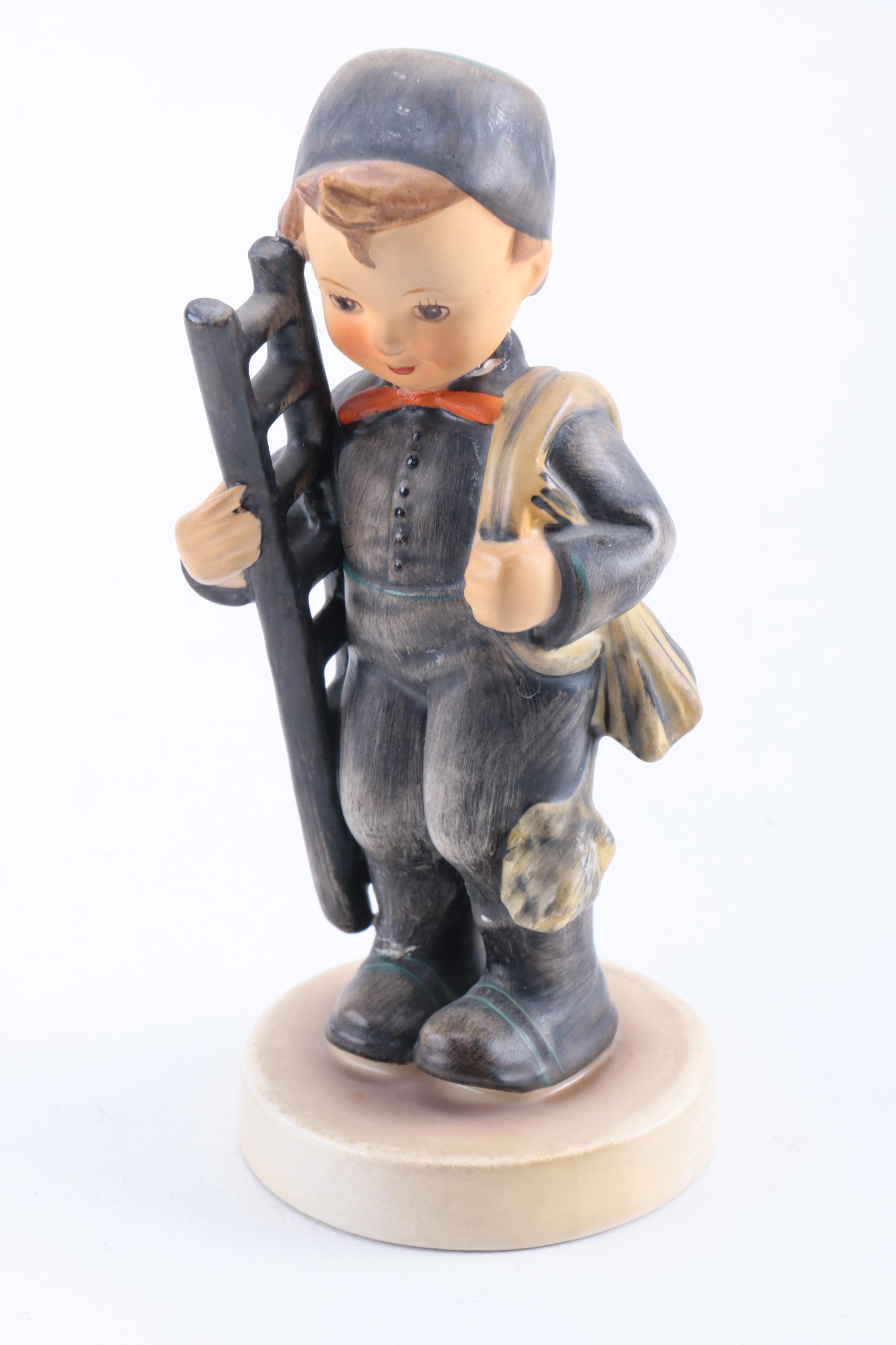 Vintage Hummel "Skier" and "Chimney Sweep" Porcelain Figurines